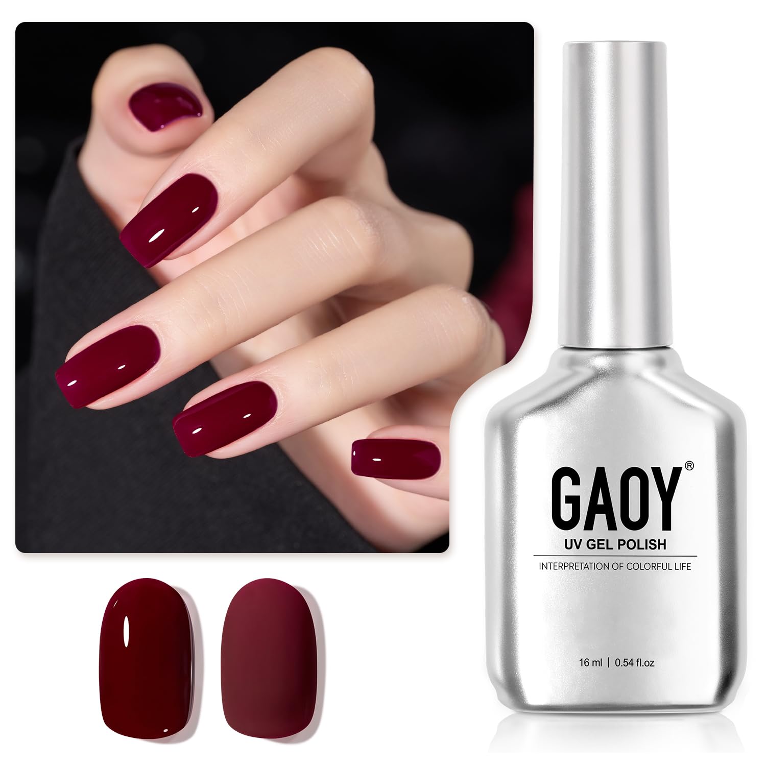 Foto 2 pulgar | Esmalte De Uñas En Gel Gaoy Red, 16 Ml, Soak Off Uv Light 1149 Cherry - Venta Internacional.