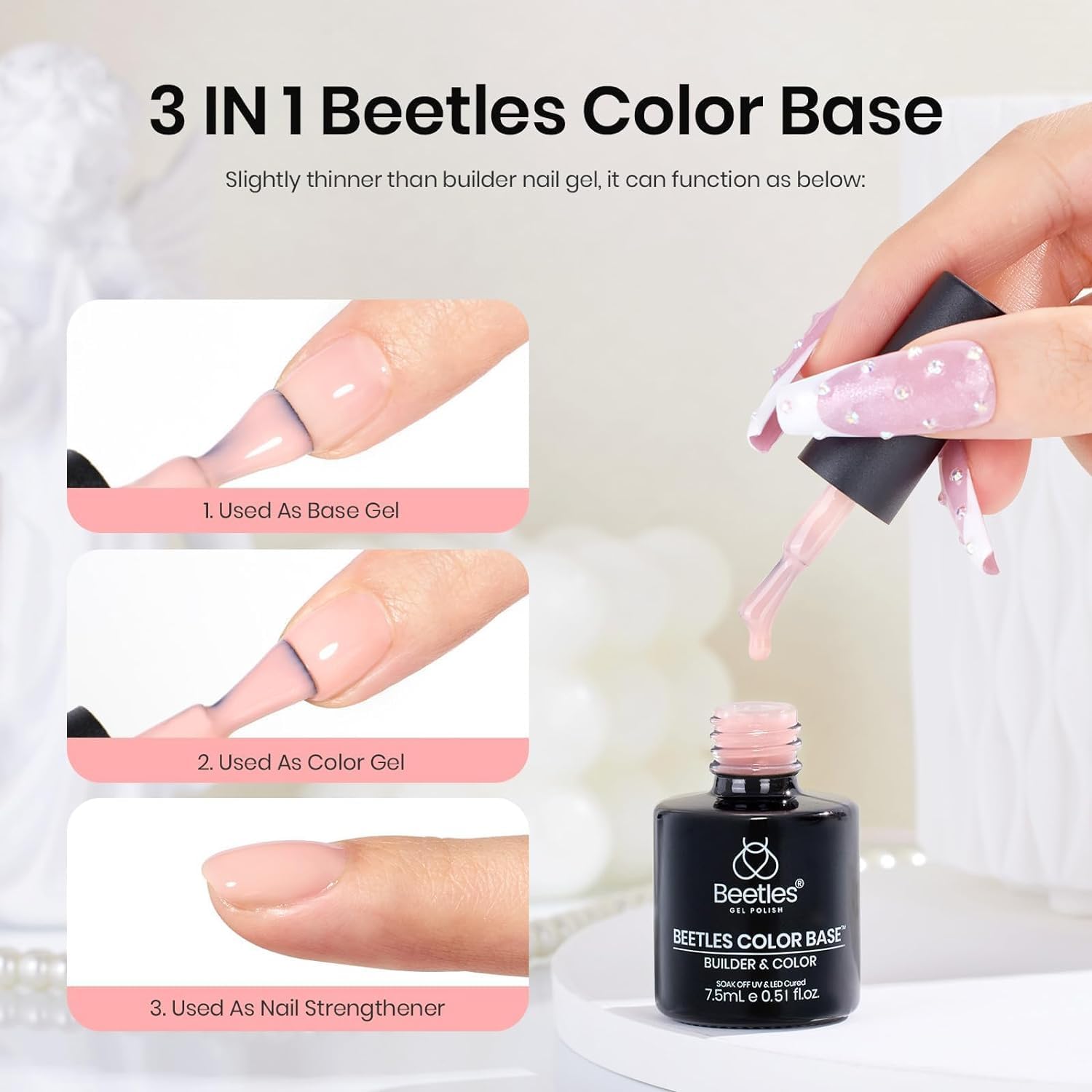 Foto 3 | Set De Esmaltes De Uñas En Gel Beetles Color Base, 6 Colores, Rosa Nude - Venta Internacional.