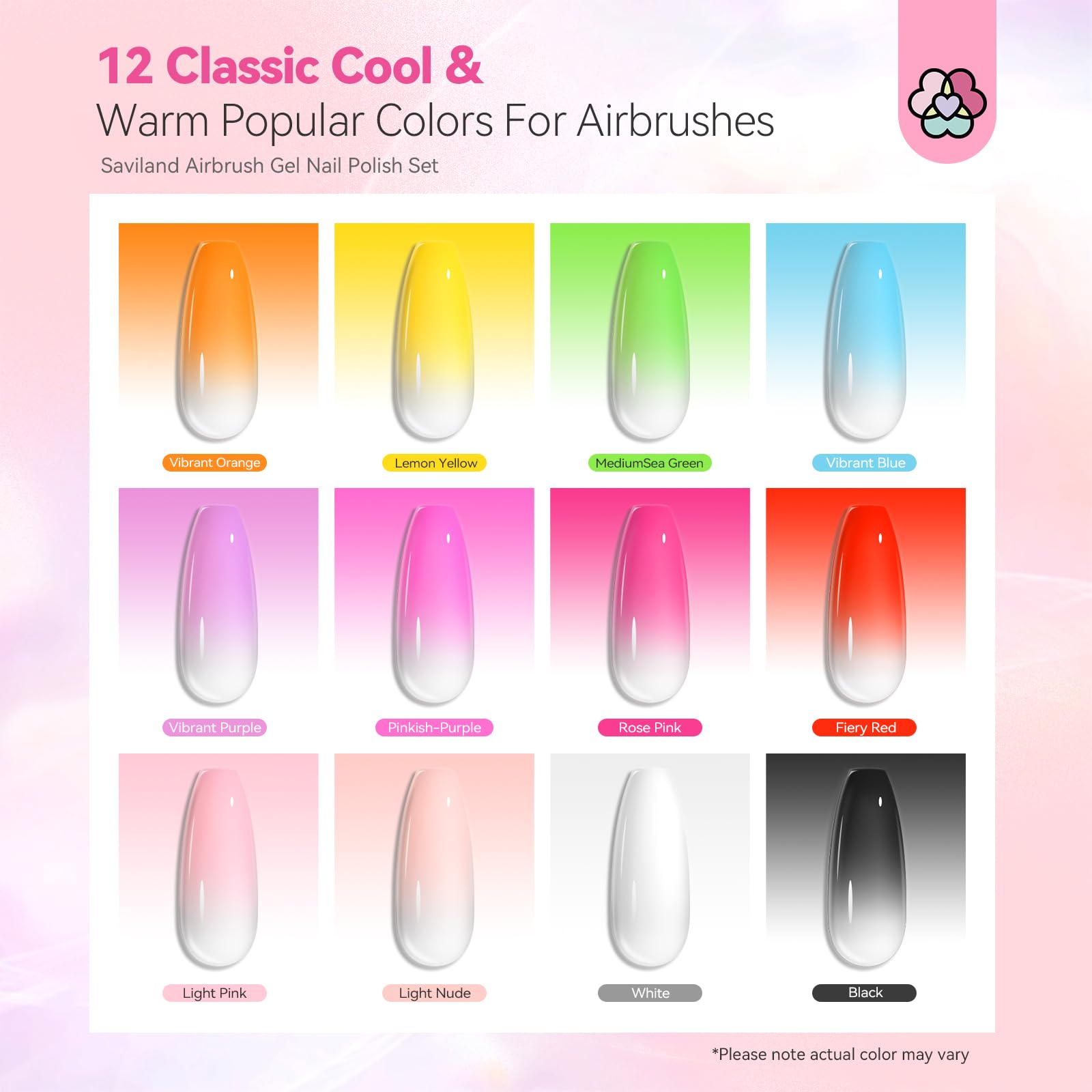 Foto 4 | Set De Esmaltes De Uñas En Gel Saviland Airbrush, 12 Colores Con Spray - Venta Internacional.