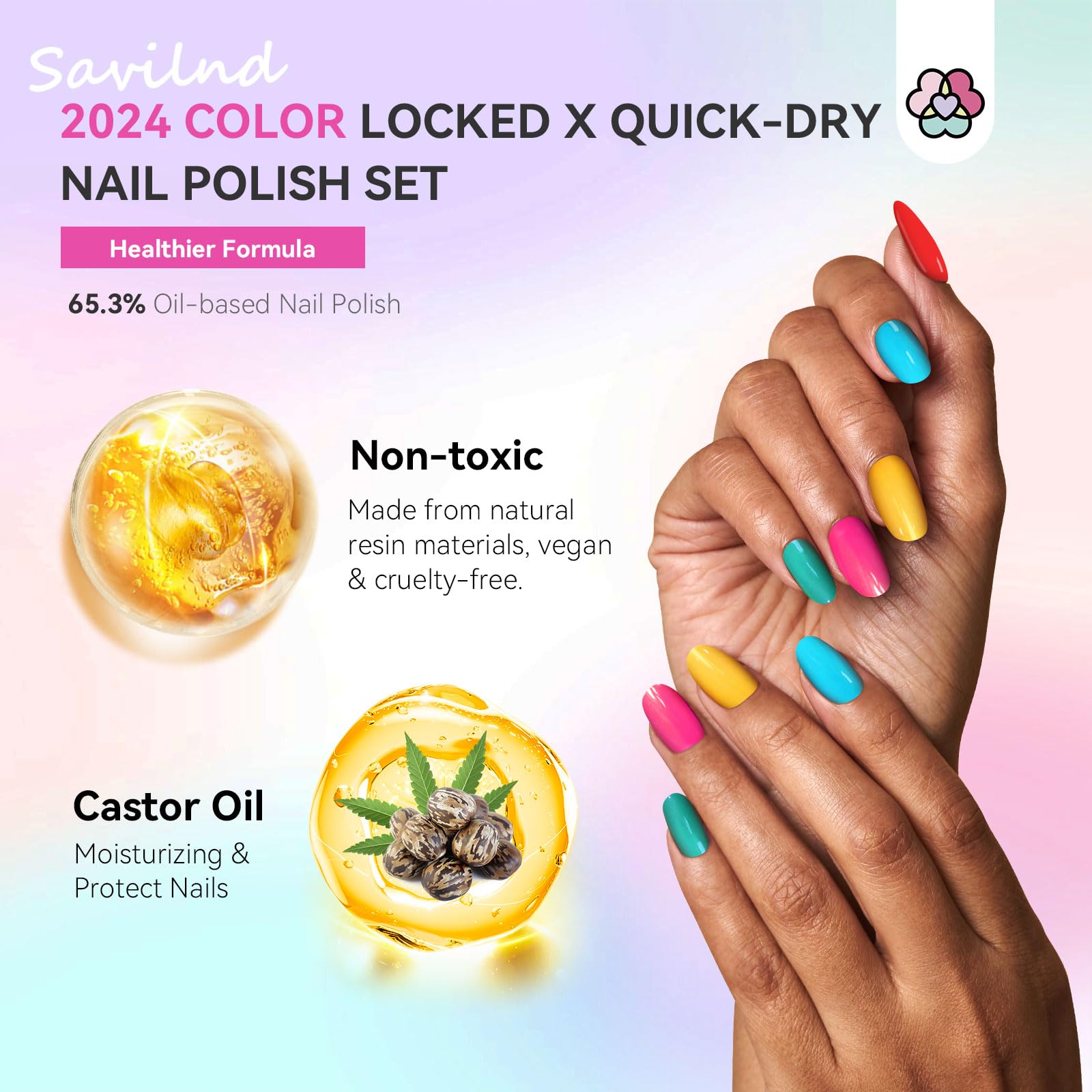 Foto 4 pulgar | Set De Esmaltes De Uñas Saviland Fingernail Air-dry 36 Piezas Rainbow - Venta Internacional.