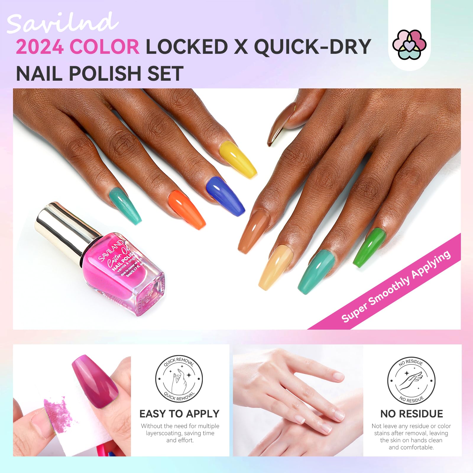 Foto 6 pulgar | Set De Esmaltes De Uñas Saviland Fingernail Air-dry 36 Piezas Rainbow - Venta Internacional.