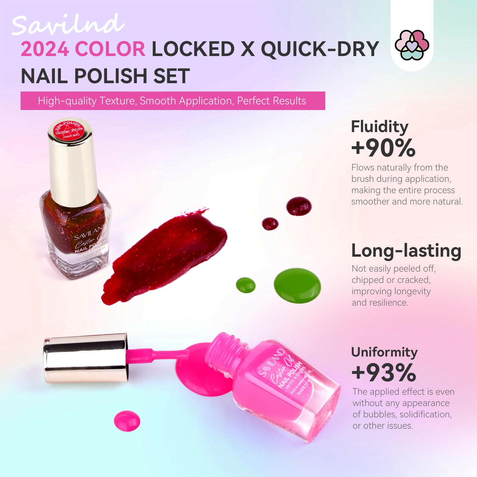 Foto 7 pulgar | Set De Esmaltes De Uñas Saviland Fingernail Air-dry 36 Piezas Rainbow - Venta Internacional.