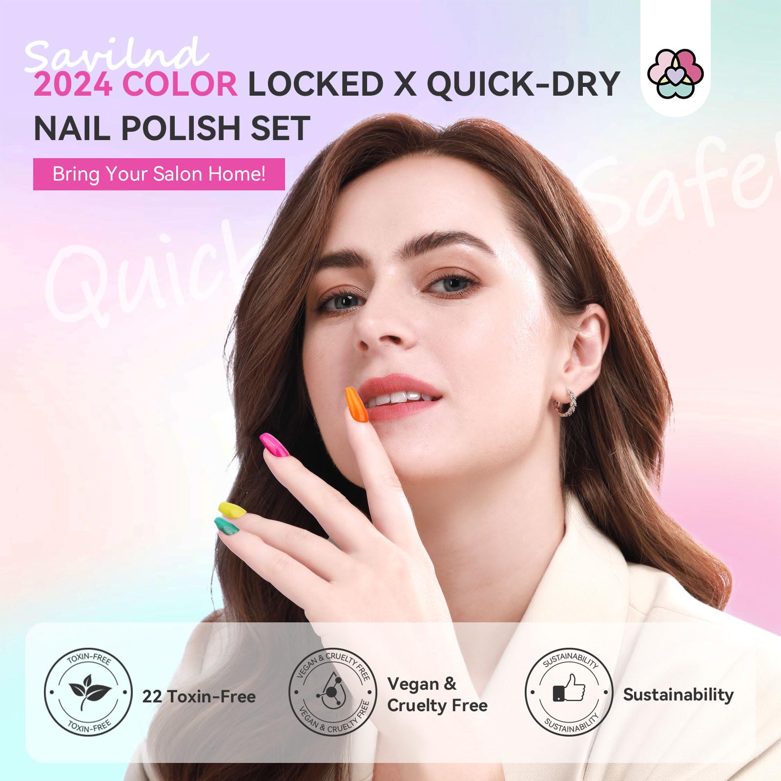 Foto 8 pulgar | Set De Esmaltes De Uñas Saviland Fingernail Air-dry 36 Piezas Rainbow - Venta Internacional.