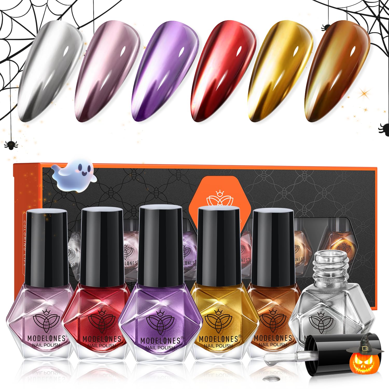 Set de Esmaltes de Uñas Modelones de 6 Colores Metalizado Cromado - Venta Internacional