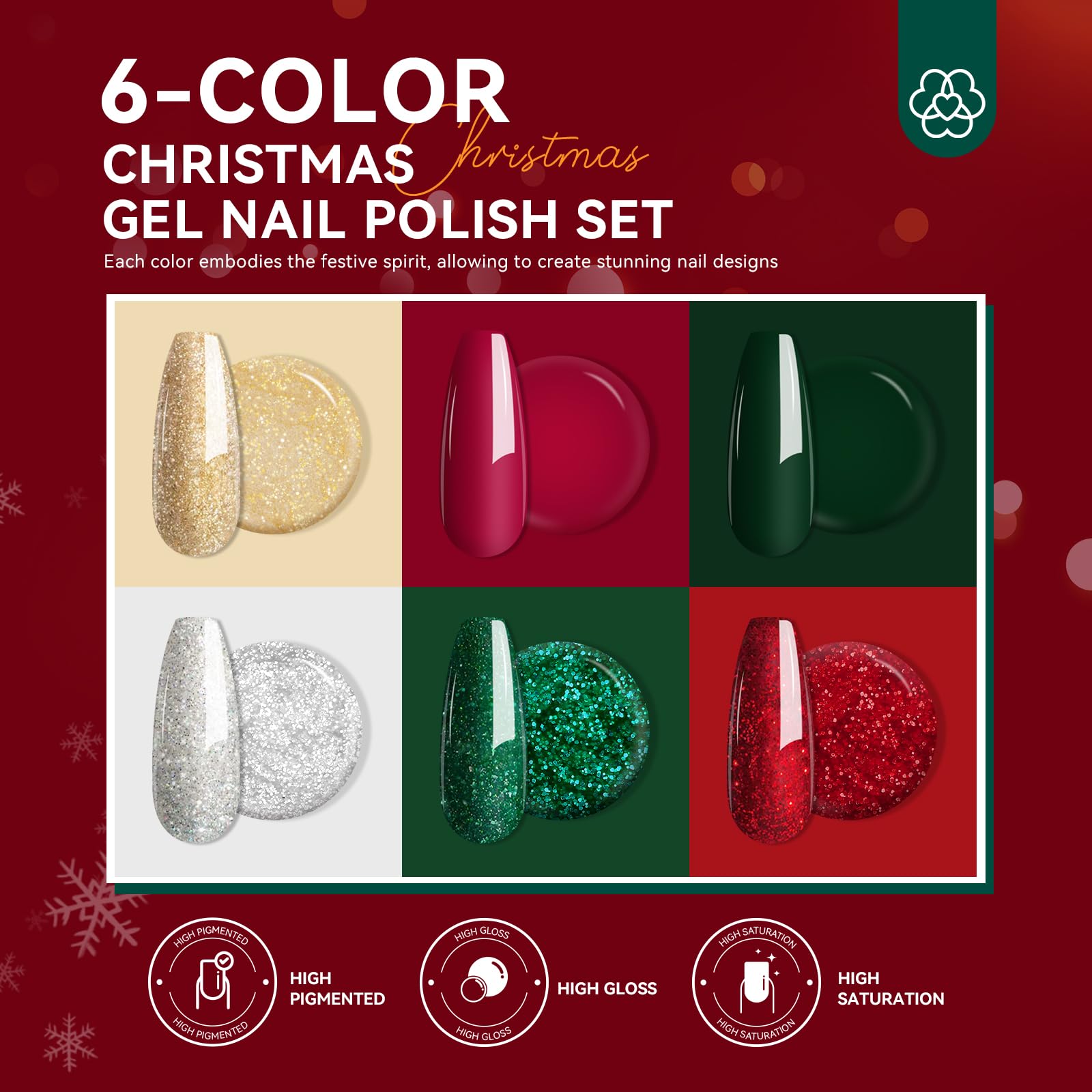 Foto 5 pulgar | Kit De Esmaltes De Uñas En Gel Saviland Christmas 6 Colores, 8 Ml Con Adhesivo - Venta Internacional.