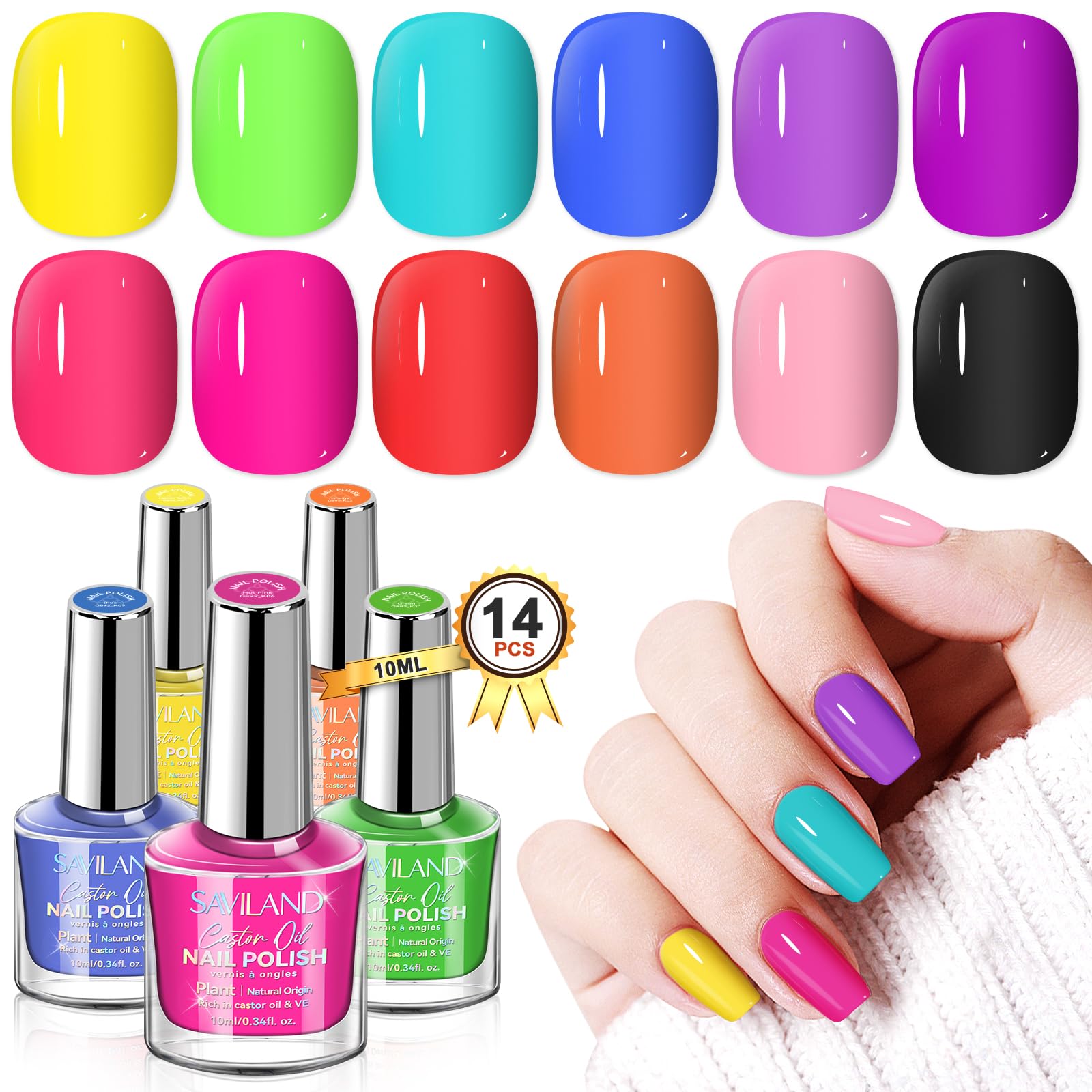 Foto 2 pulgar | Set de Esmaltes De Uñas Saviland Quick Dry 12 Verde Neón 10 Ml Regular - Venta Internacional