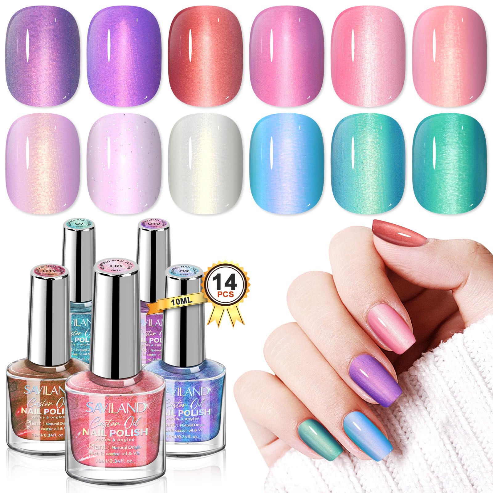 Set de Esmaltes de Uñas Saviland Aurora Quick-dry 12 Colores Con Base En La Parte Superior - Venta Internacional