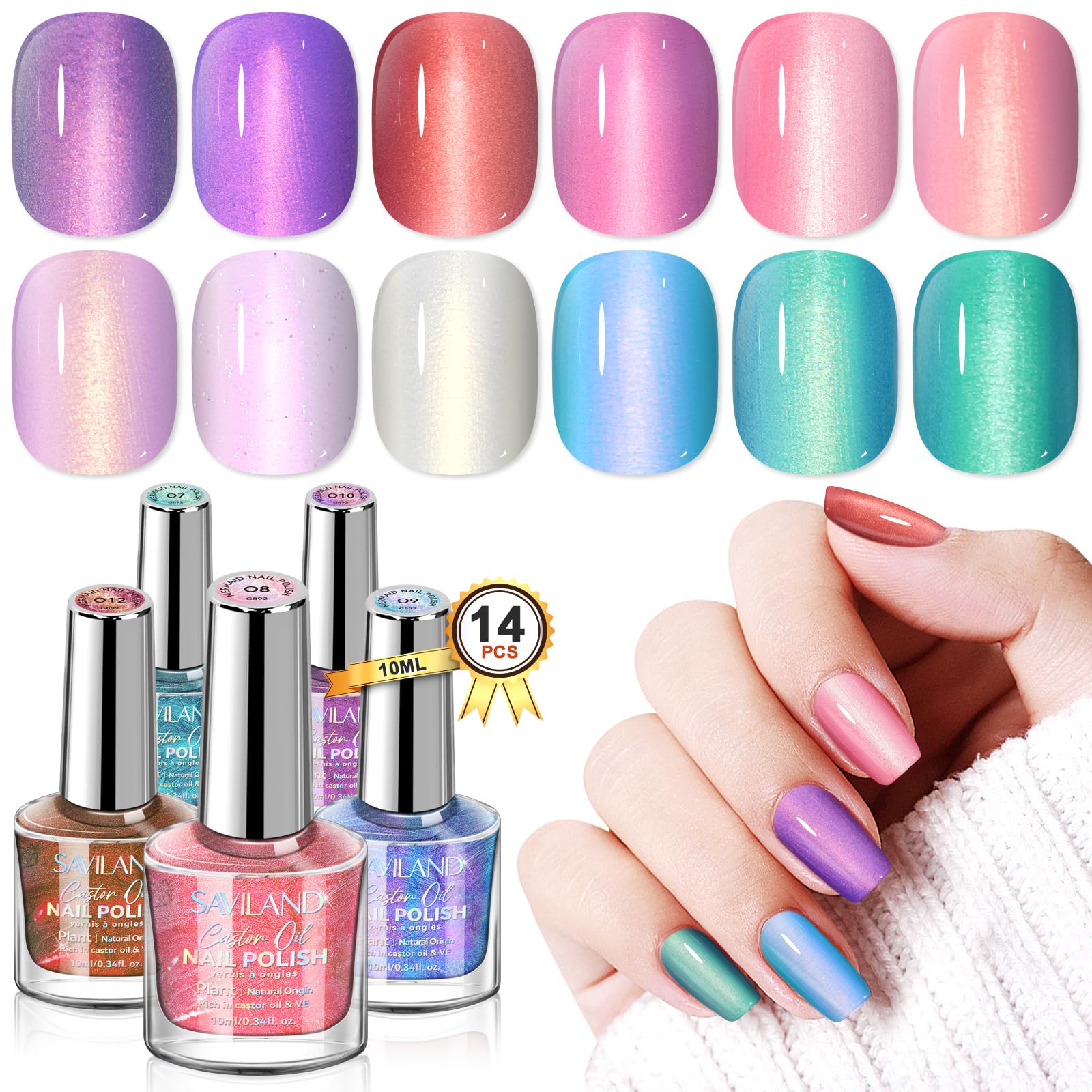 Foto 1 | Set de Esmaltes de Uñas Saviland Aurora Quick-dry 12 Colores Con Base En La Parte Superior - Venta Internacional