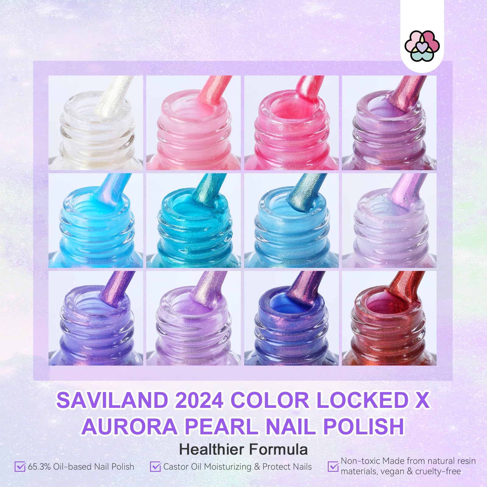 Foto 3 | Set de Esmaltes de Uñas Saviland Aurora Quick-dry 12 Colores Con Base En La Parte Superior - Venta Internacional