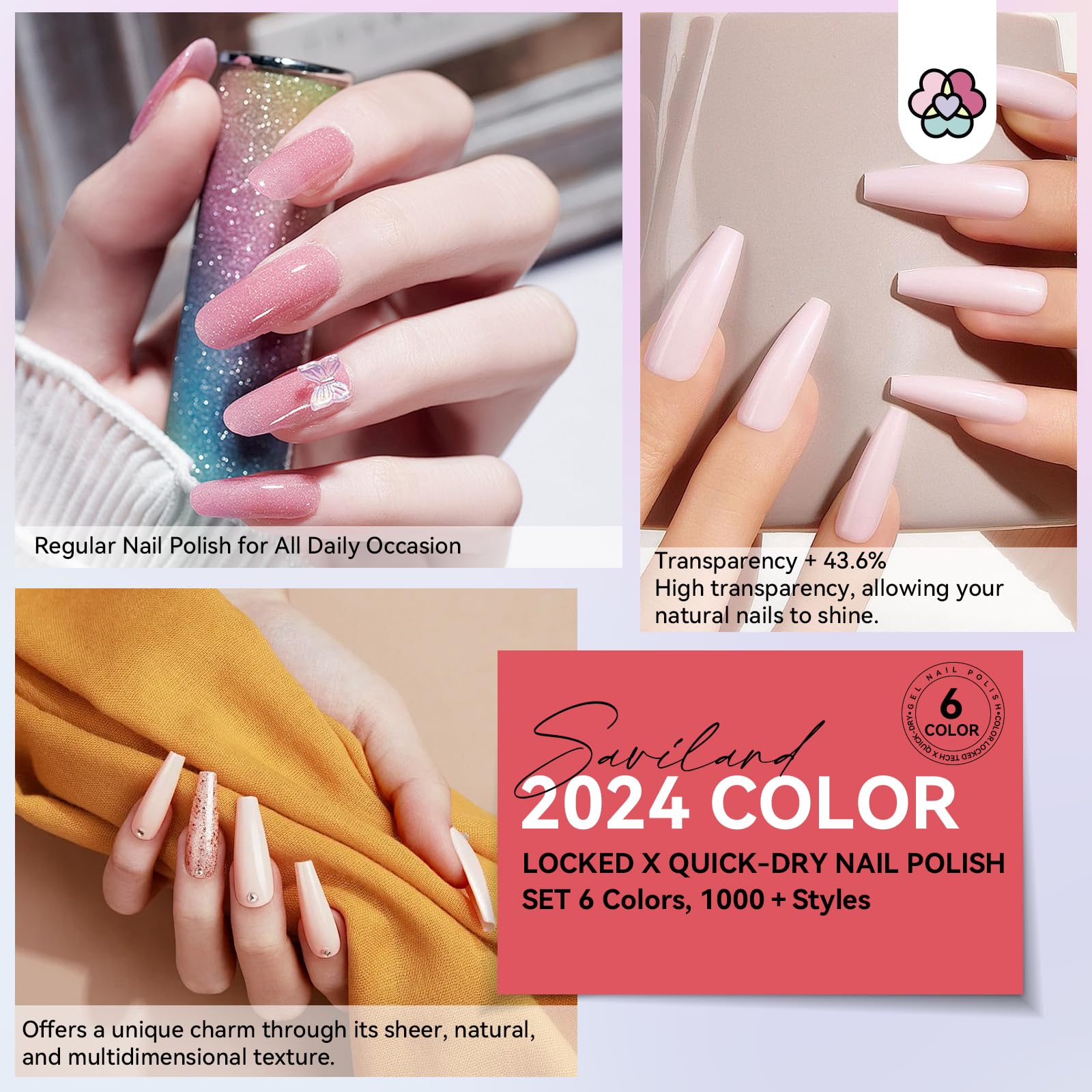 Foto 2 | Set de Esmaltes de Uñas Saviland Quick Dry 6 Unidades Brillante - Venta Internacional
