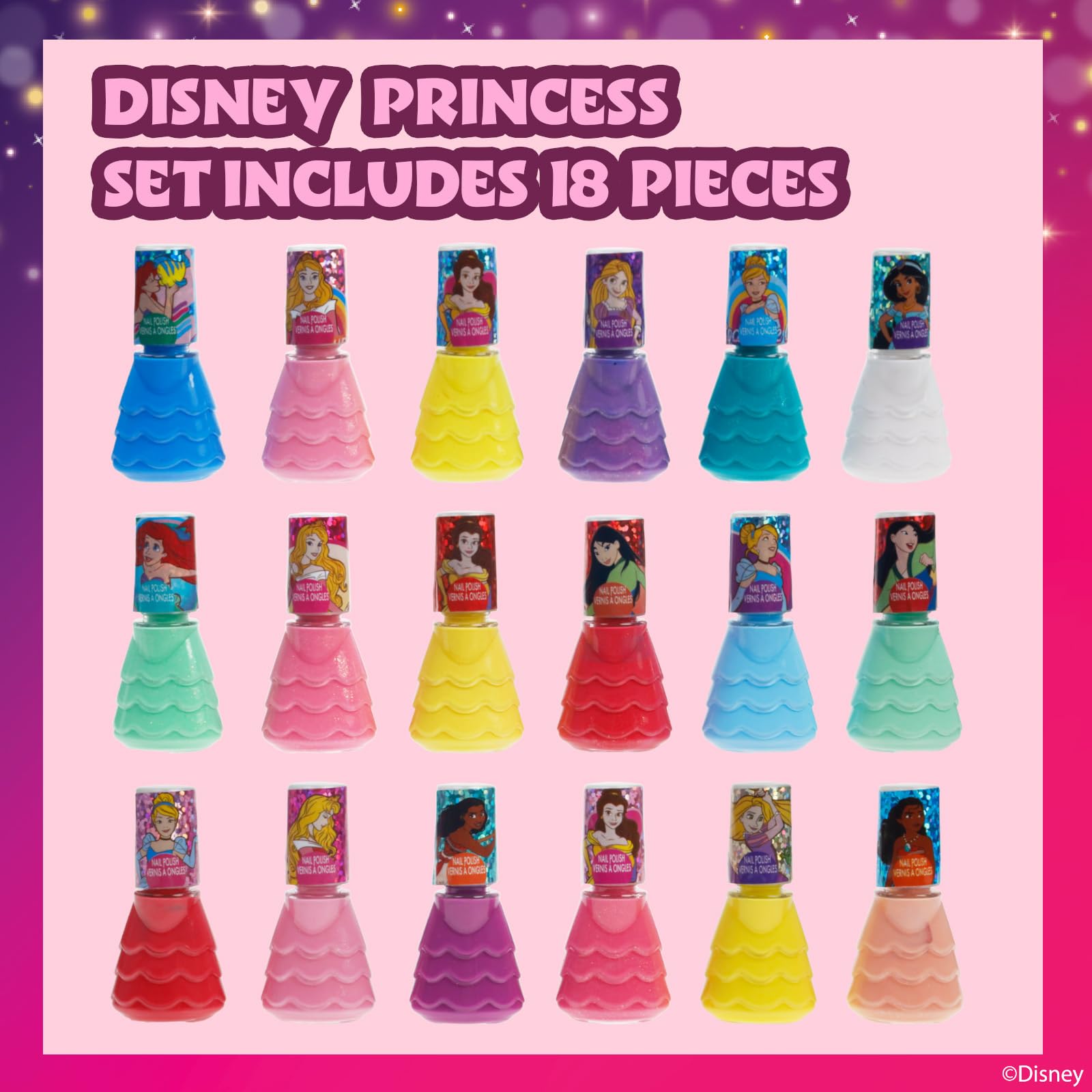 Foto 3 pulgar | Set De Esmaltes De Uñas Townley Girl Disney Princess Castlebox, 18 Unidades - Venta Internacional.