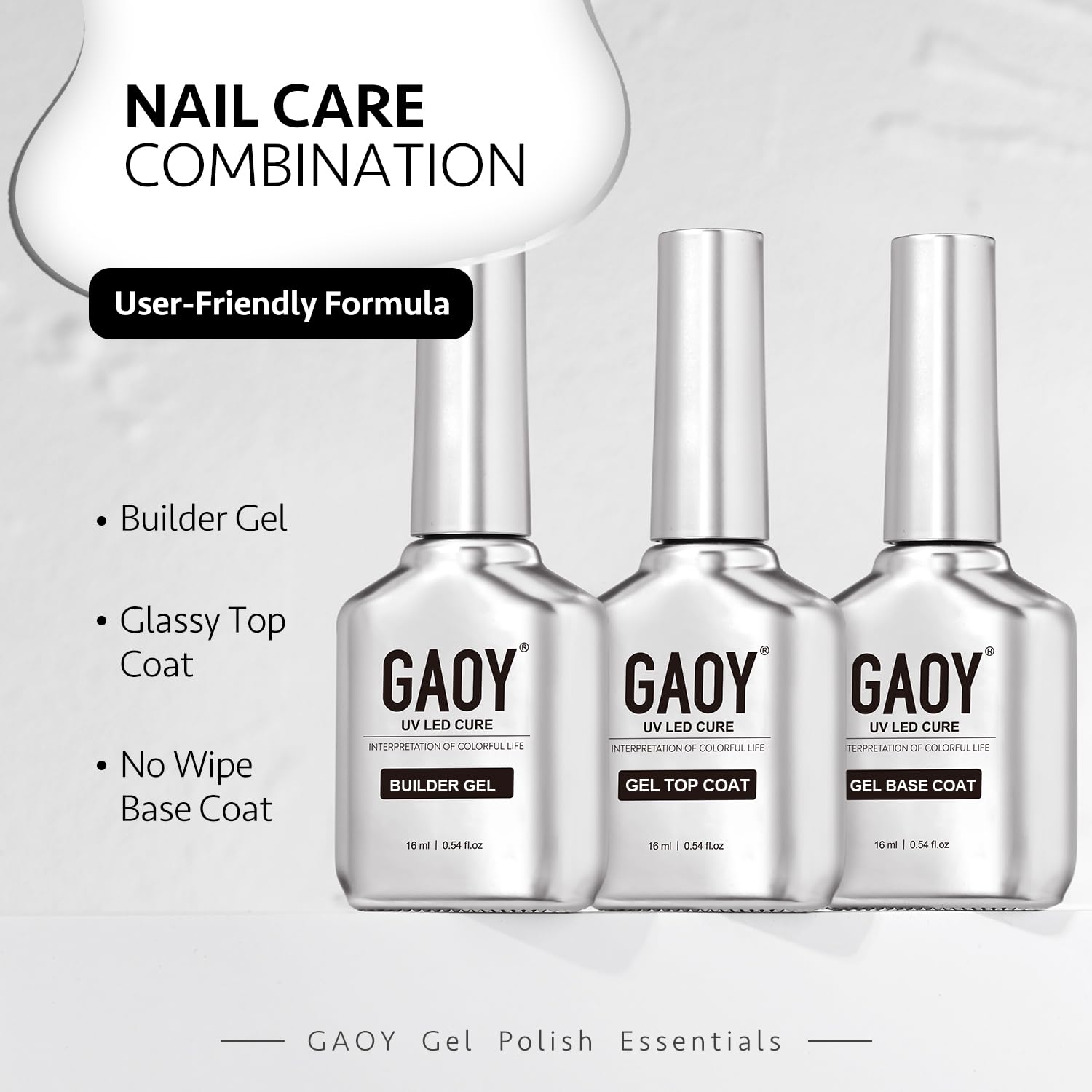 Foto 7 pulgar | Set De Gel Para Uñas Gaoy Gel Top Coat, Gel Constructor Y Base Coat 16 Ml - Venta Internacional.