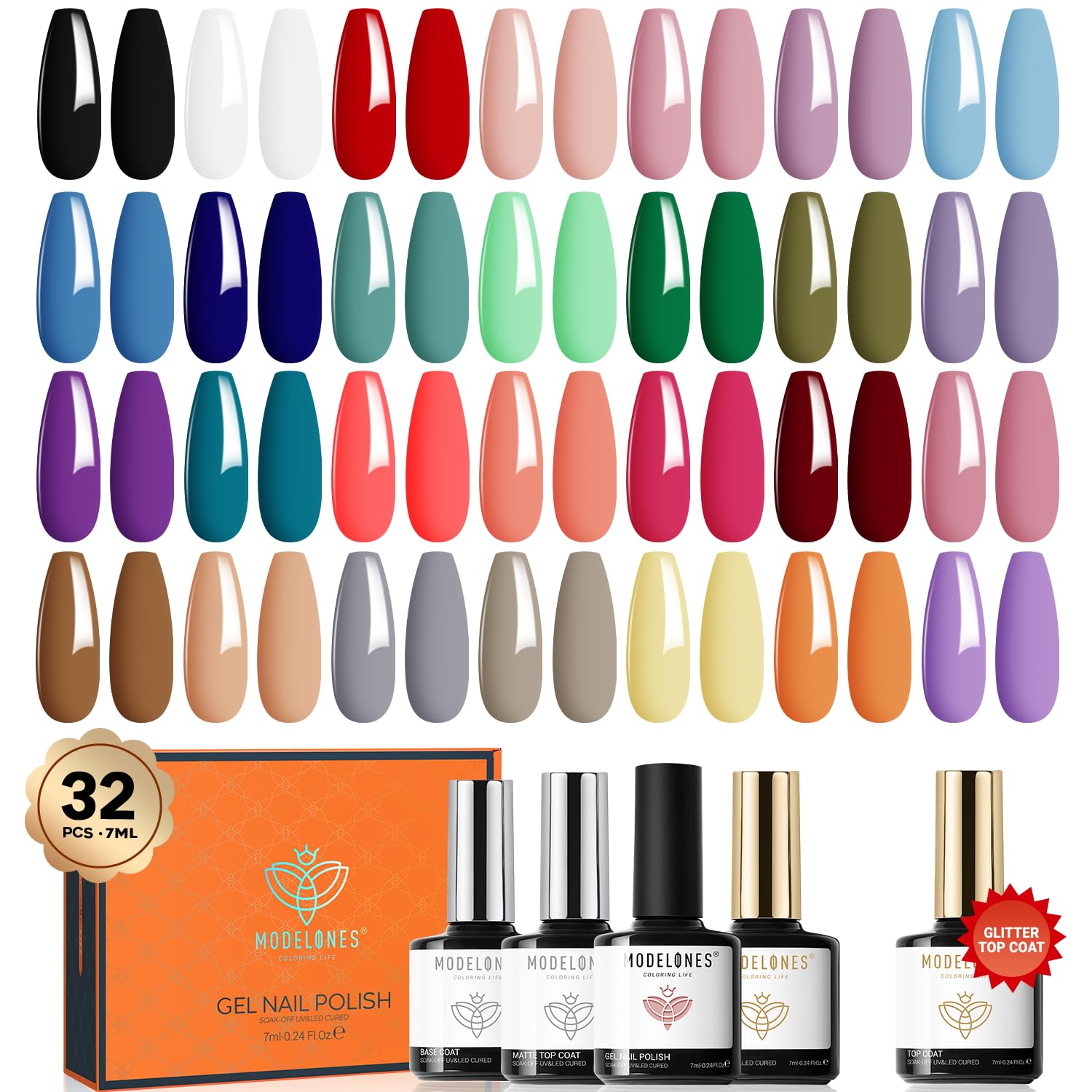 Set De Esmaltes De Uñas En Gel Modelones, 32 Unidades, Colores Otoño-invierno - Venta Internacional.