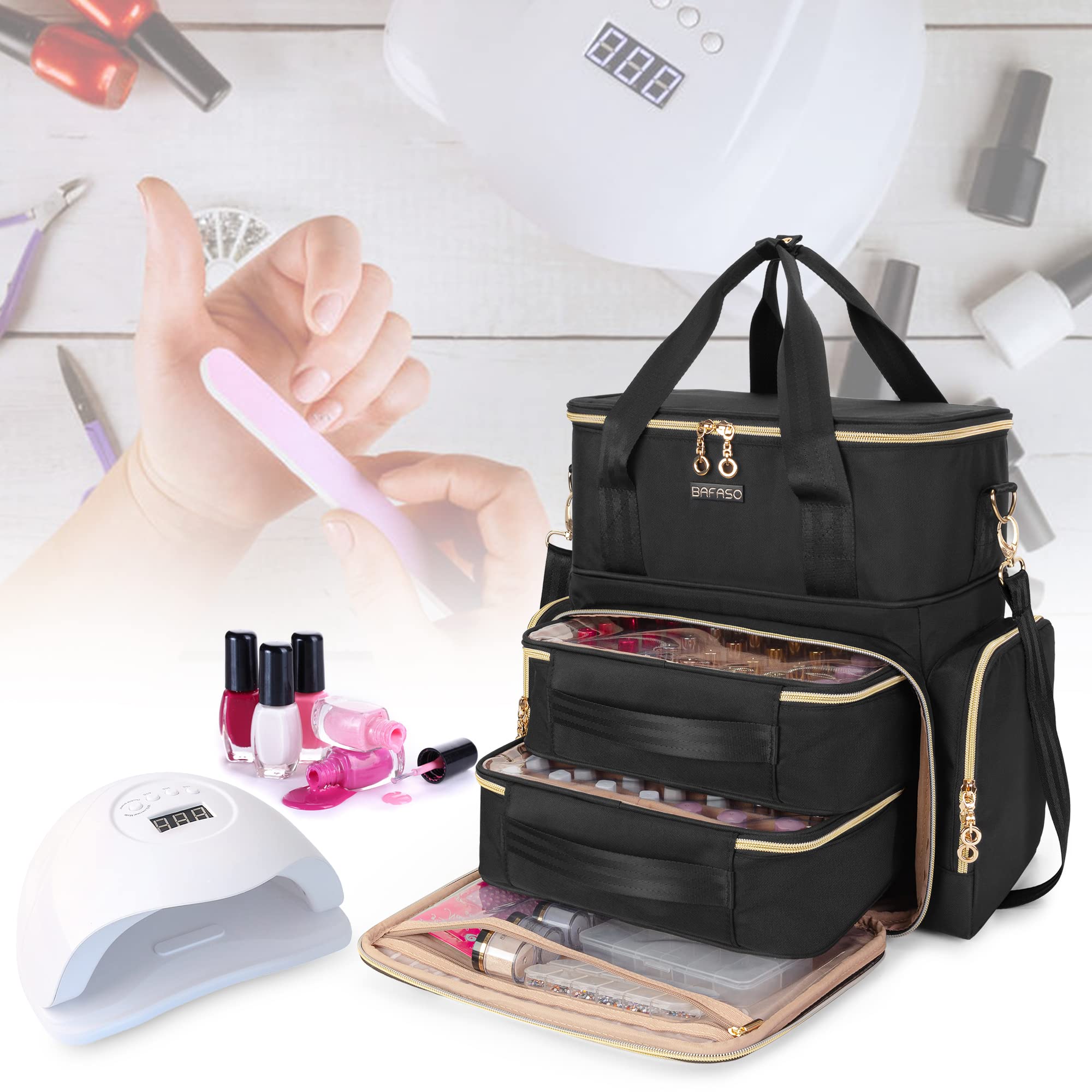 Foto 7 | Organizador De Esmalte De Uñas Bafaso De Doble Capa Con Capacidad Para 70 Botellas - Venta Internacional.