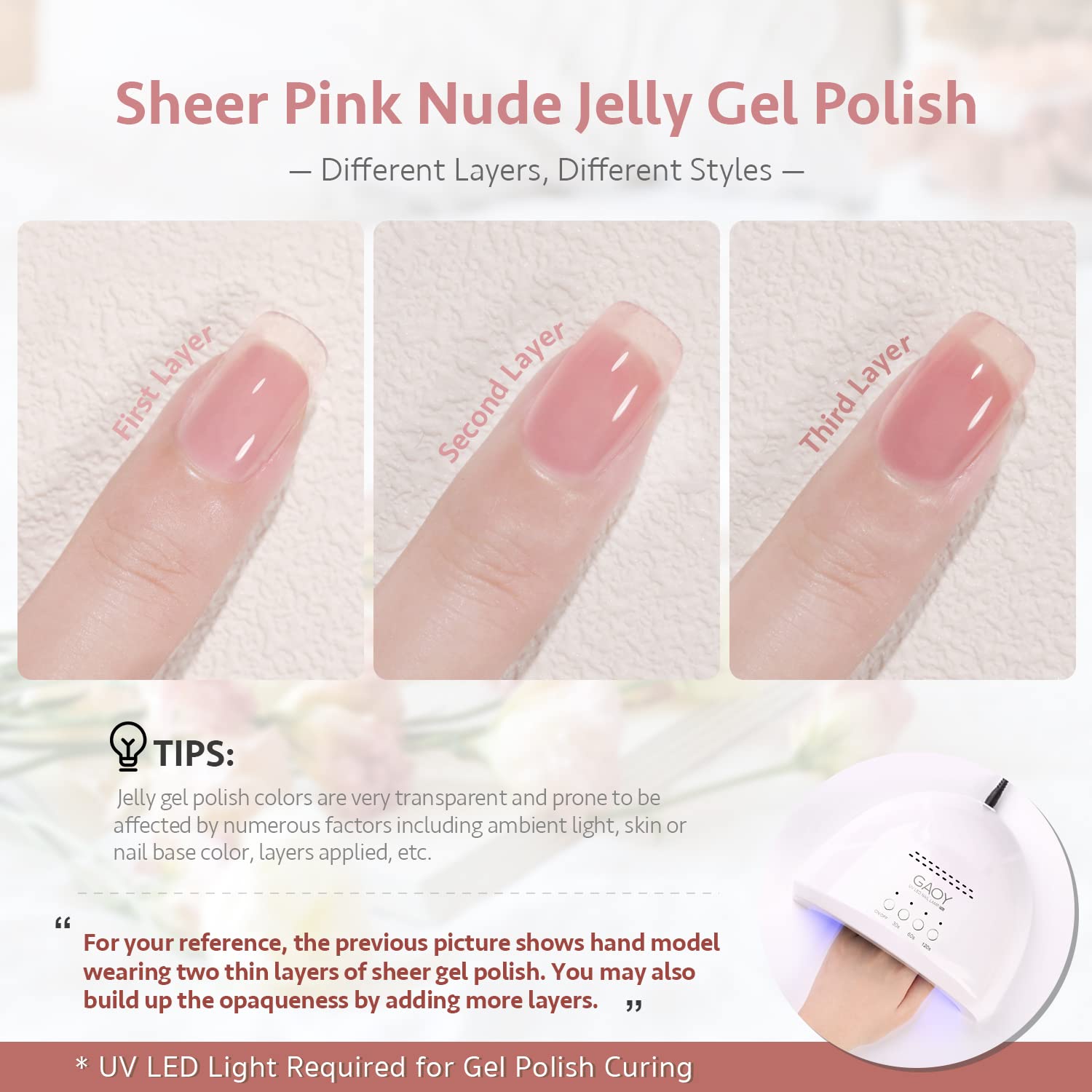Foto 4 pulgar | Set De Esmaltes De Uñas En Gel Gaoy Jelly Nude Pink, 6 Colores, 7,3 Ml - Venta Internacional.