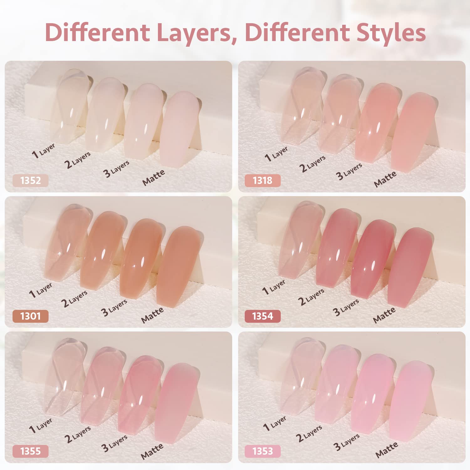 Foto 6 pulgar | Set De Esmaltes De Uñas En Gel Gaoy Jelly Nude Pink, 6 Colores, 7,3 Ml - Venta Internacional.