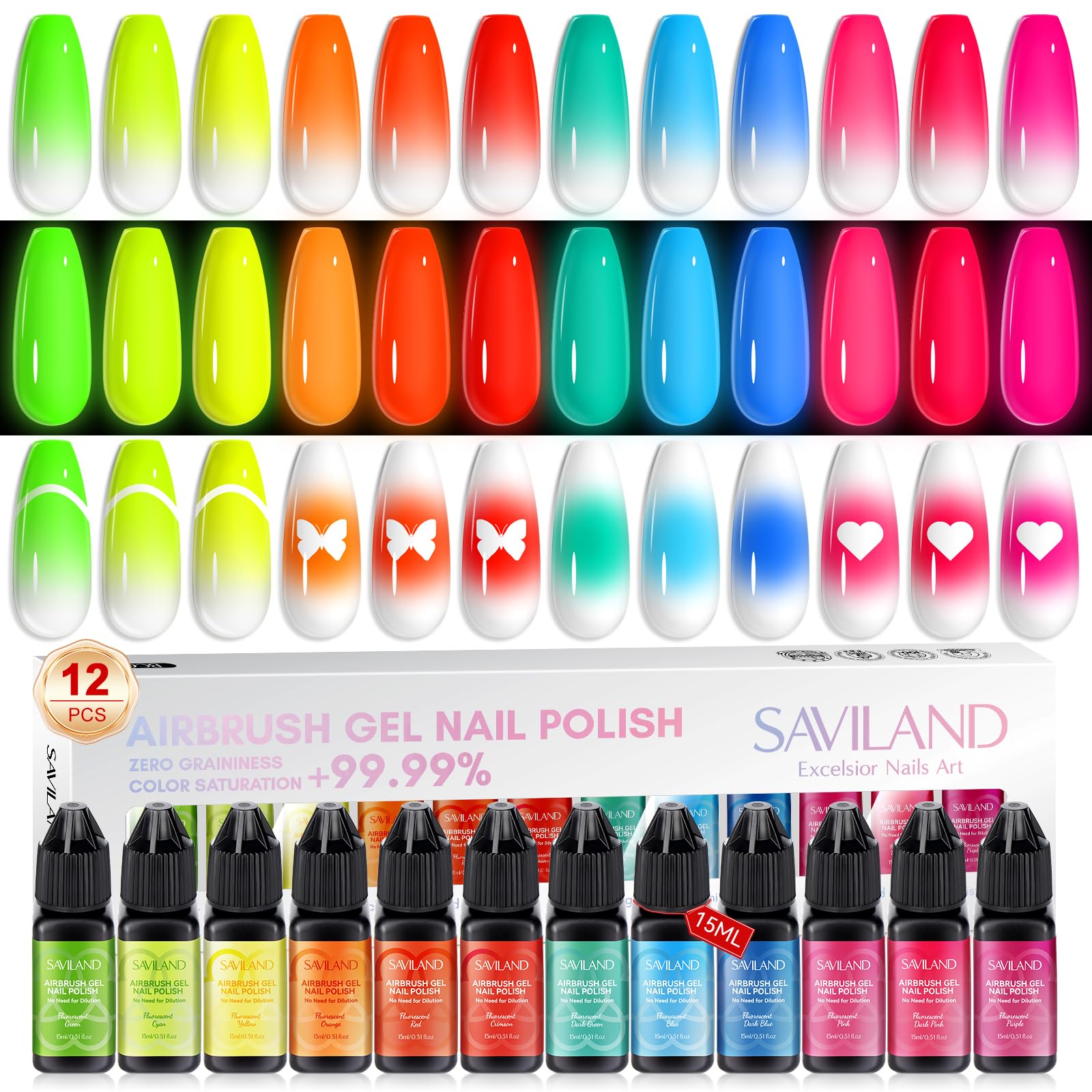 Set De Esmaltes De Uñas En Gel Con Aerógrafo Saviland, Sin Dilución, 12 Colores - Venta Internacional.