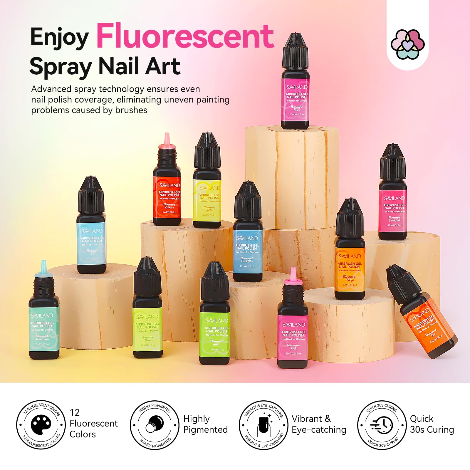 Foto 2 | Set De Esmaltes De Uñas En Gel Con Aerógrafo Saviland, Sin Dilución, 12 Colores - Venta Internacional.