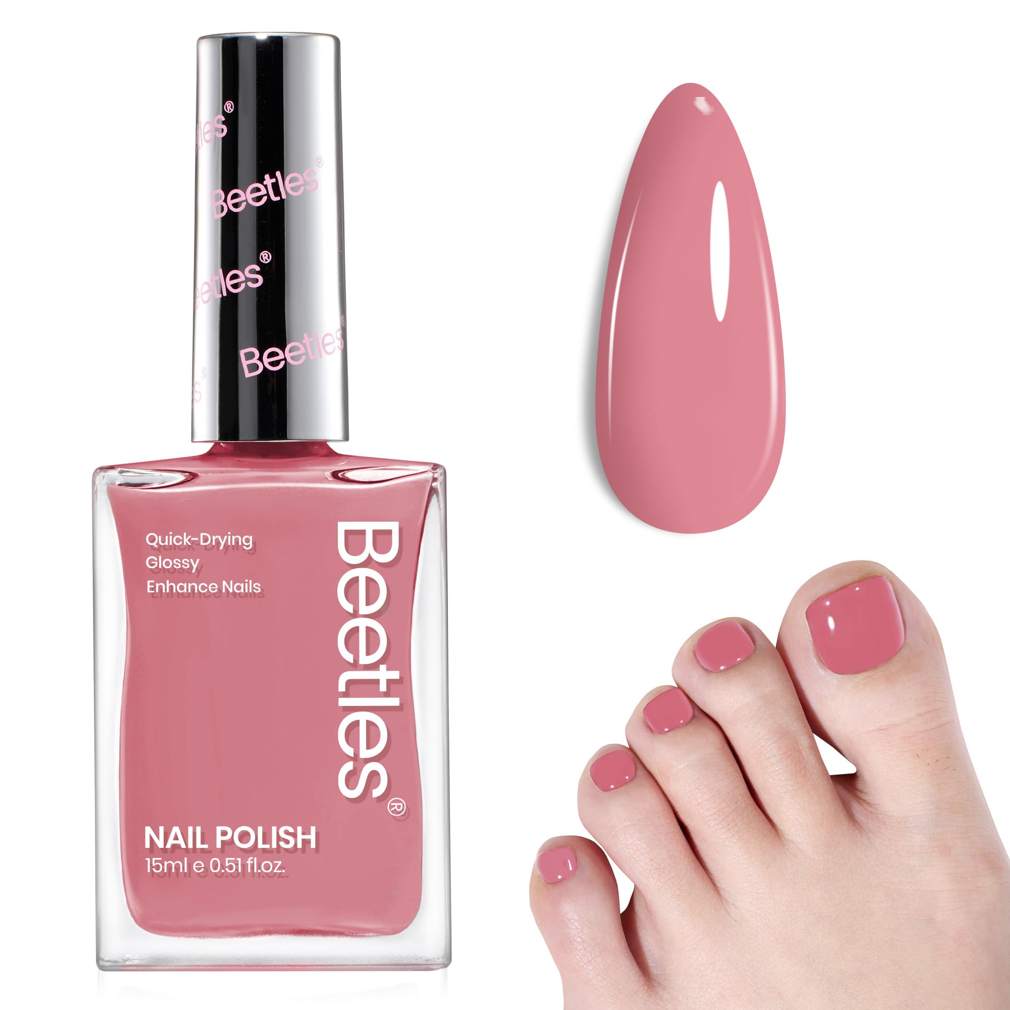 Esmalte De Uñas Beetles Pink Dusty Rose, 15 Ml, Fortalecedor 2 En 1 - Venta Internacional.