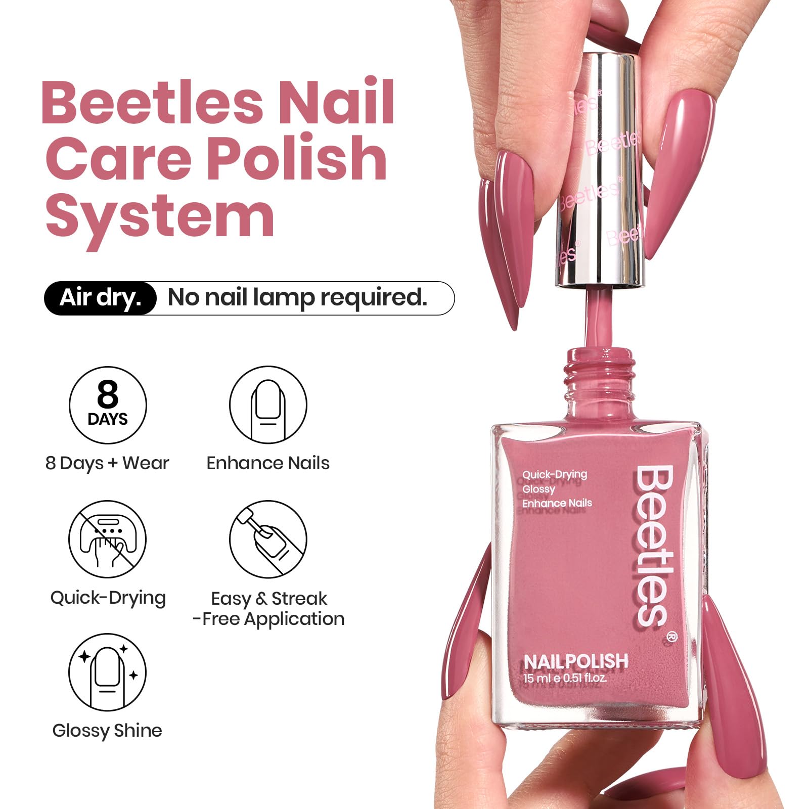 Foto 3 pulgar | Esmalte De Uñas Beetles Pink Dusty Rose, 15 Ml, Fortalecedor 2 En 1 - Venta Internacional.