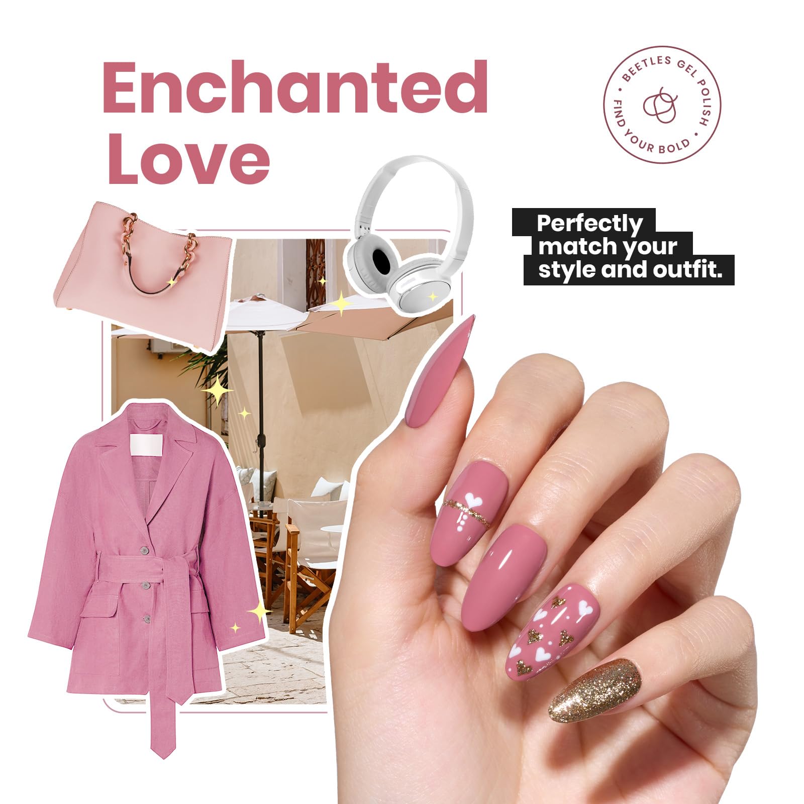 Foto 5 pulgar | Esmalte De Uñas Beetles Pink Dusty Rose, 15 Ml, Fortalecedor 2 En 1 - Venta Internacional.