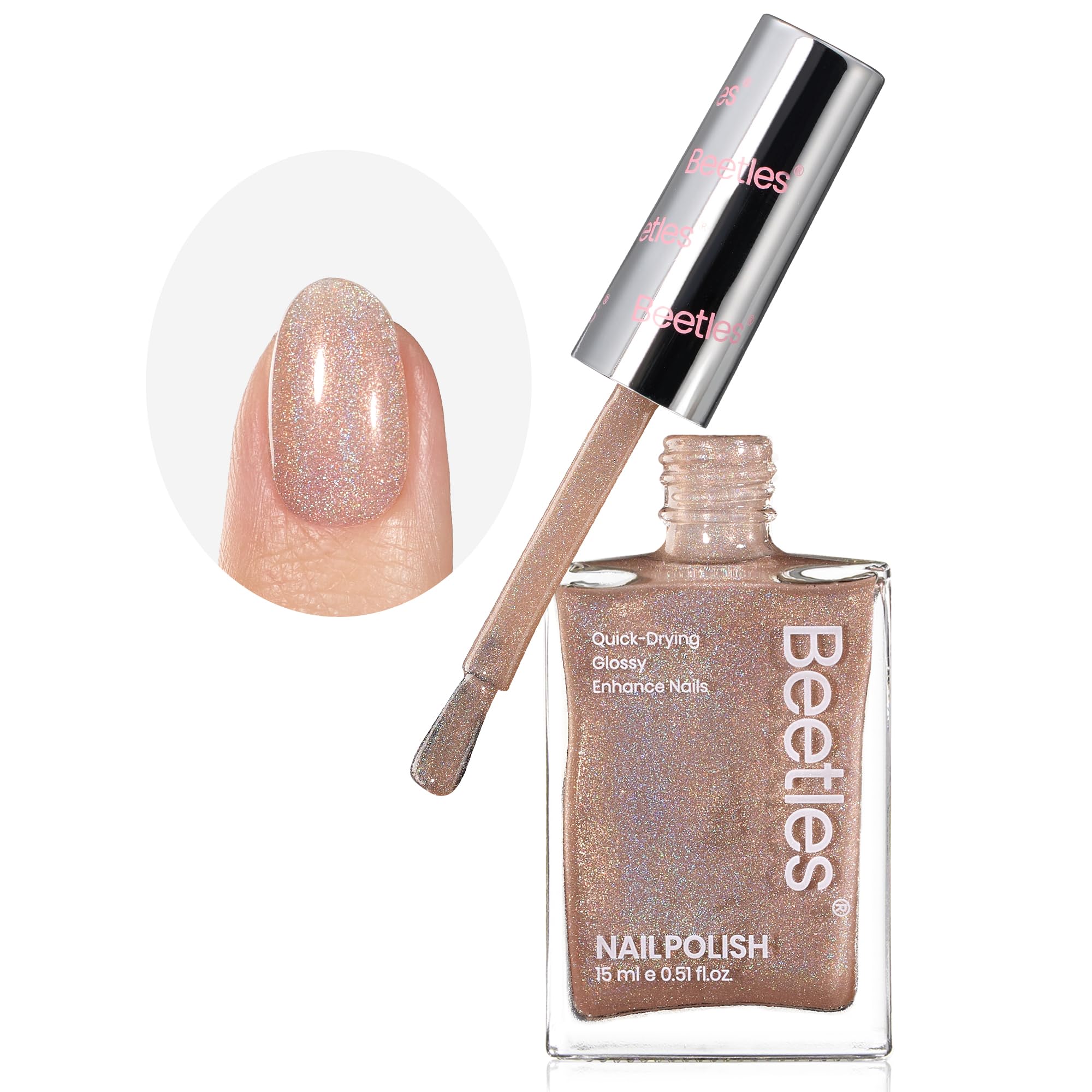 Fortalecedor De Uñas Beetles Nail Growth, 15 Ml, Color Marrón Brillante - Venta Internacional.