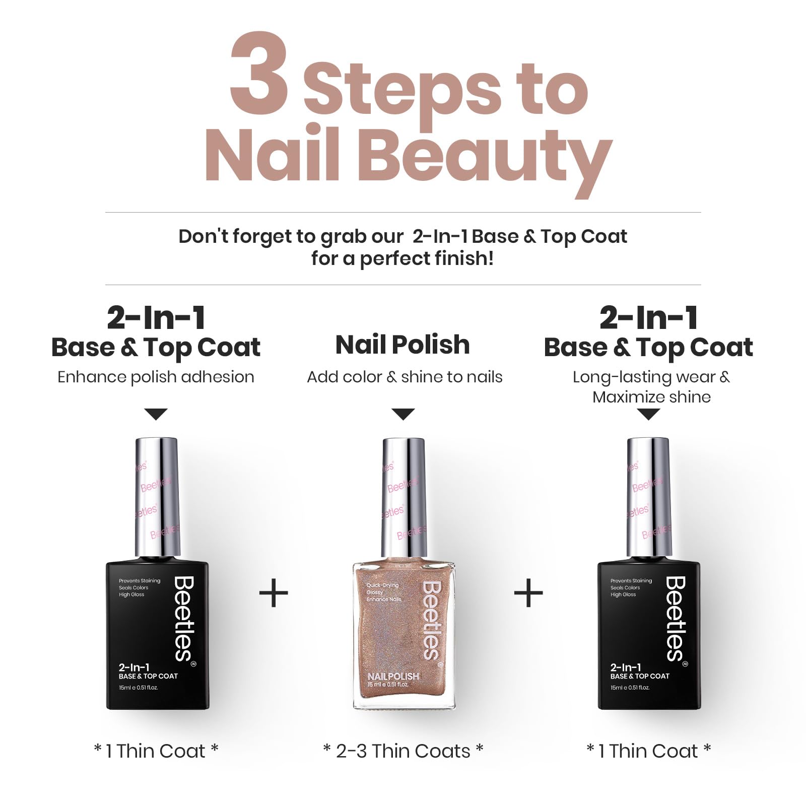 Foto 6 pulgar | Fortalecedor De Uñas Beetles Nail Growth, 15 Ml, Color Marrón Brillante - Venta Internacional.