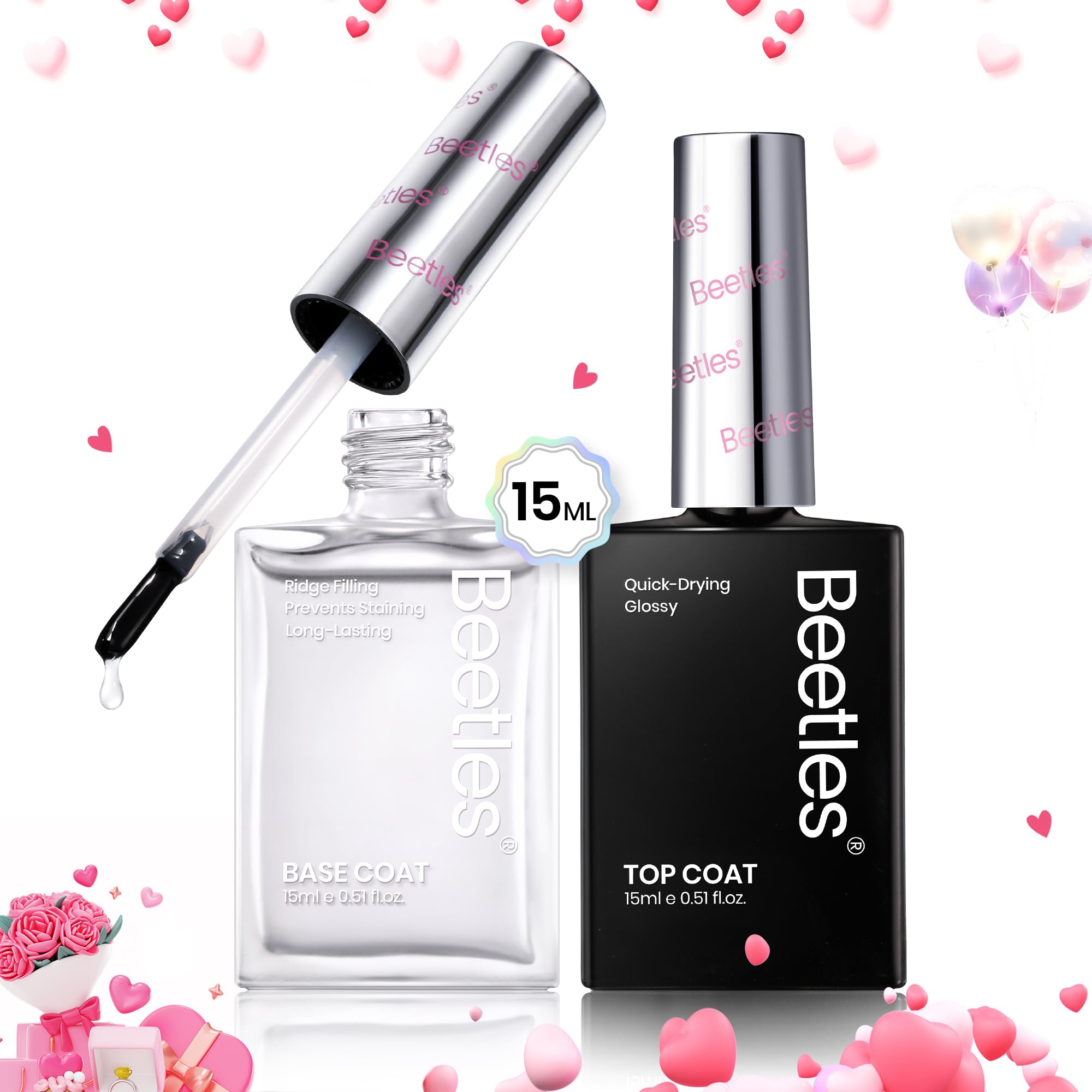 Foto 1 | Set De Esmalte De Uñas Beetles Top Coat Y Base Coat 15 Ml X2 - Venta Internacional.