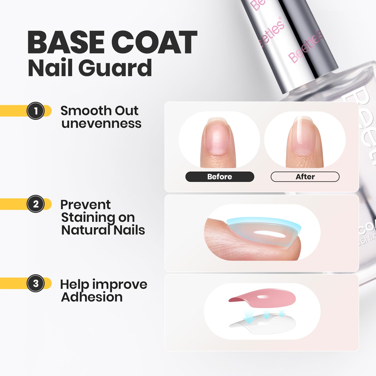 Foto 4 | Set De Esmalte De Uñas Beetles Top Coat Y Base Coat 15 Ml X2 - Venta Internacional.