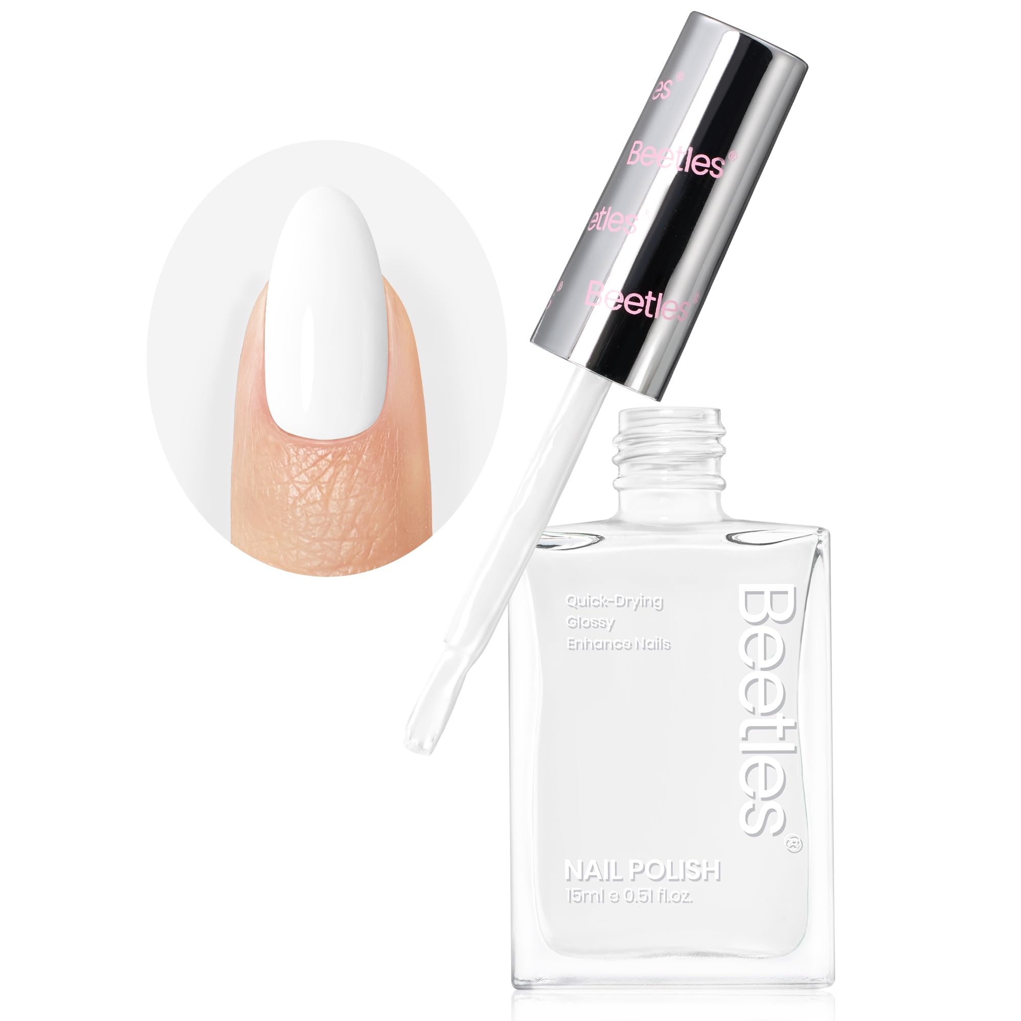 Esmalte Fortalecedor De Uñas Beetles 2 En 1, 15 Ml, De Secado Rápido, Blanco - Venta Internacional.