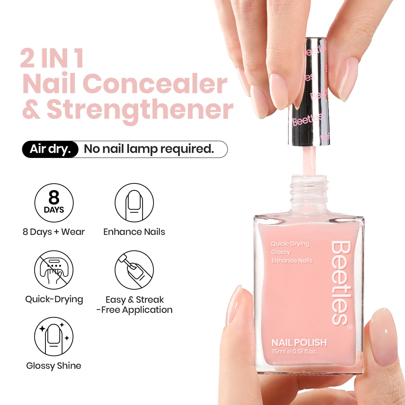 Foto 2 | Esmalte De Uñas Beetles Fast Drying Nude Pink, 15 Ml, Cuidado De Uñas - Venta Internacional.