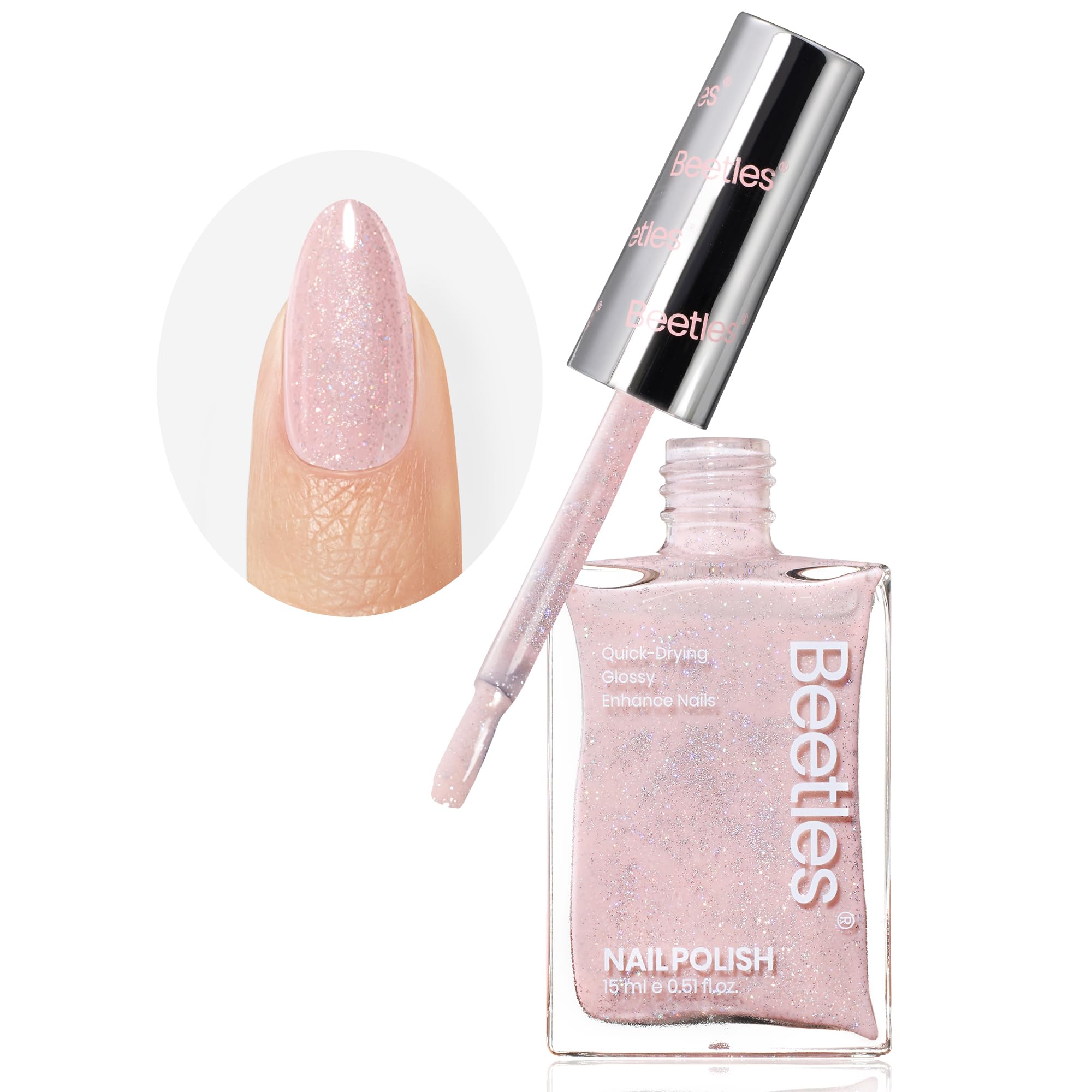 Esmalte De Uñas Beetles 2 En 1, Fortalecedor De Uñas, Color Rosa Nude, 15 Ml - Venta Internacional.