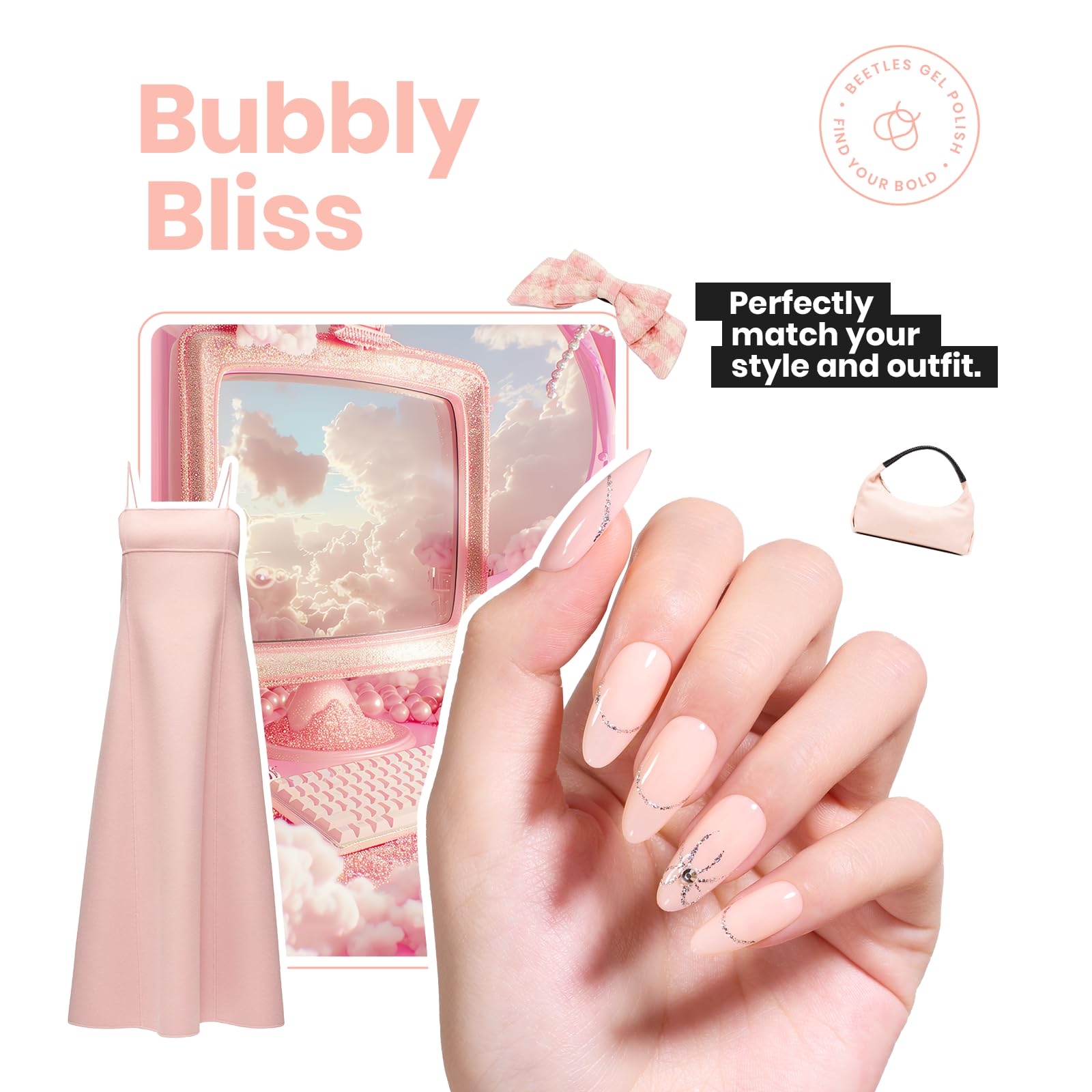 Foto 5 pulgar | Fortalecedor De Uñas Beetles Bubbly Bliss Nude Pink 15 Ml - Venta Internacional.