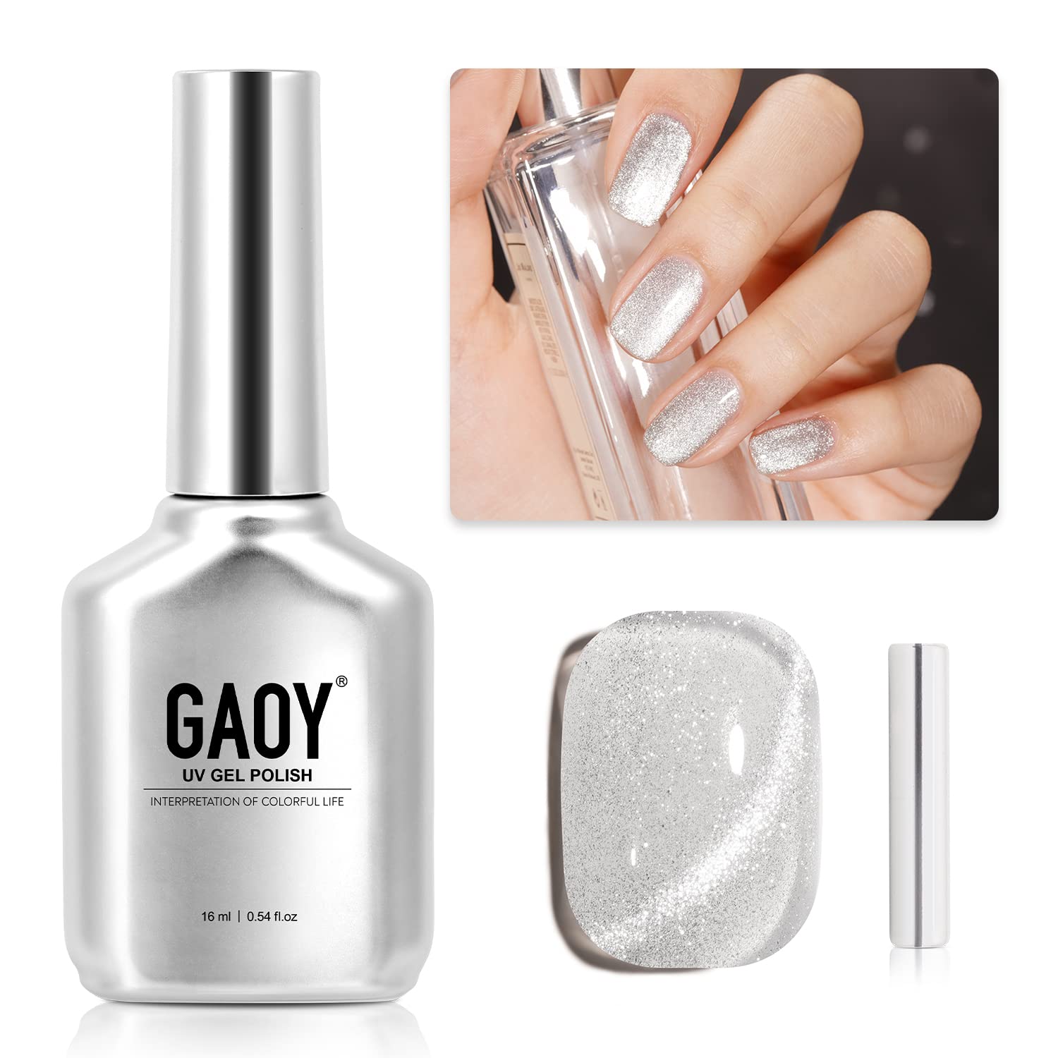 Foto 2 pulgar | Esmalte De Uñas Gaoy Cat Eye Gel 16 Ml Con Imán 1138 Silver - Venta Internacional.