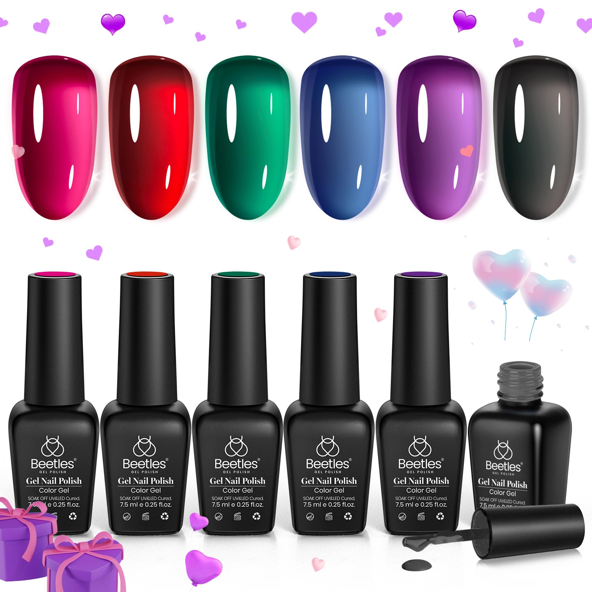 Set De Esmaltes De Uñas Beetles Gel Esmalte Jelly, 6 Colores, 7,5 Ml - Venta Internacional.