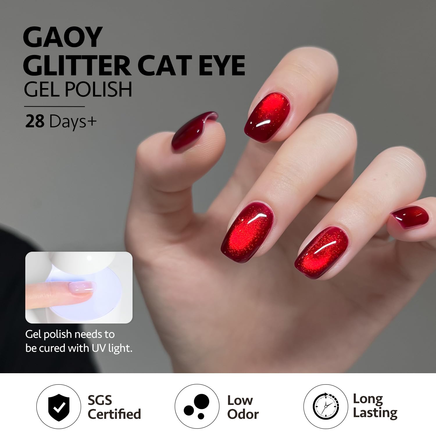 Foto 6 pulgar | Esmalte De Uñas Gaoy Red Cat Eye Gel 16 Ml Con Magnet Ruby Twilight - Venta Internacional.