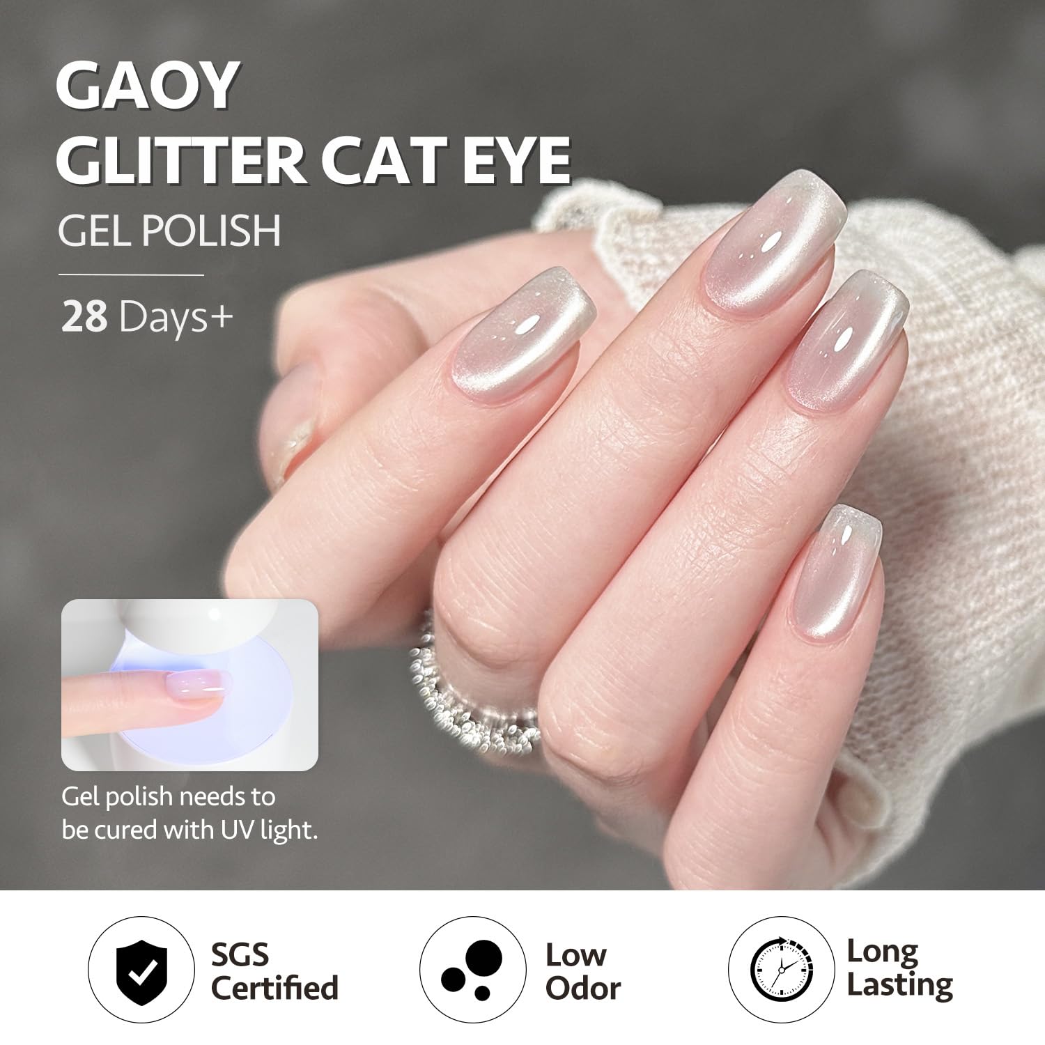 Foto 6 pulgar | Esmalte De Uñas Gaoy Glassy Cat Eye Gel 16 Ml Silvery Moonlight - Venta Internacional.