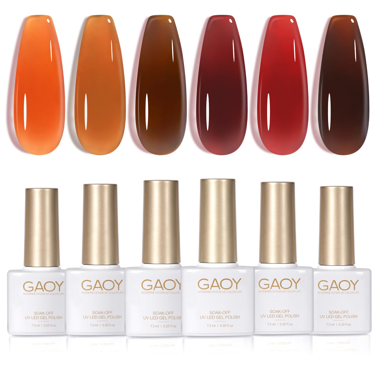 Set De Esmaltes De Uñas Gaoy Jelly Brown Gel, 6 Colores, 7,3 Ml, Uv/led - Venta Internacional.