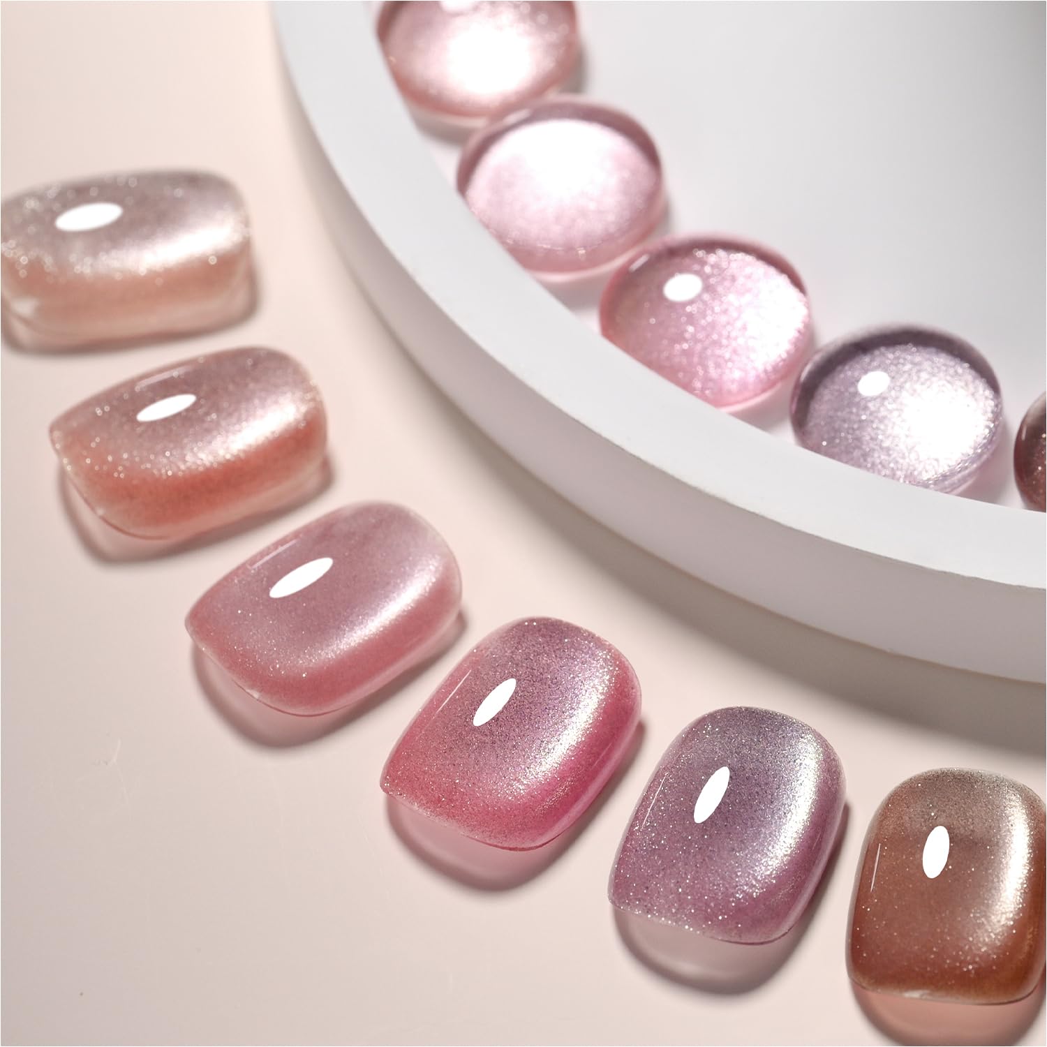 Set De Esmaltes De Uñas Gaoy Pink Ocean Cat Eye Gel Con Imán De 7,3 Ml X6 - Venta Internacional.