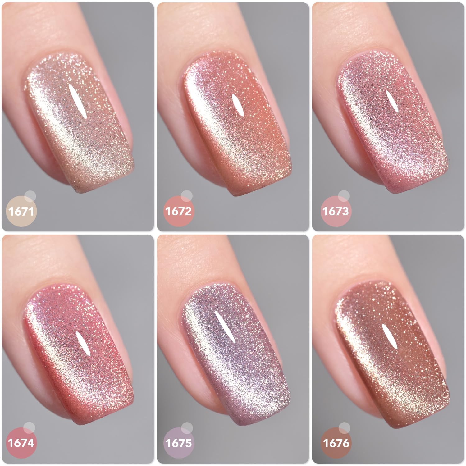 Foto 3 pulgar | Set De Esmaltes De Uñas Gaoy Pink Ocean Cat Eye Gel Con Imán De 7,3 Ml X6 - Venta Internacional.