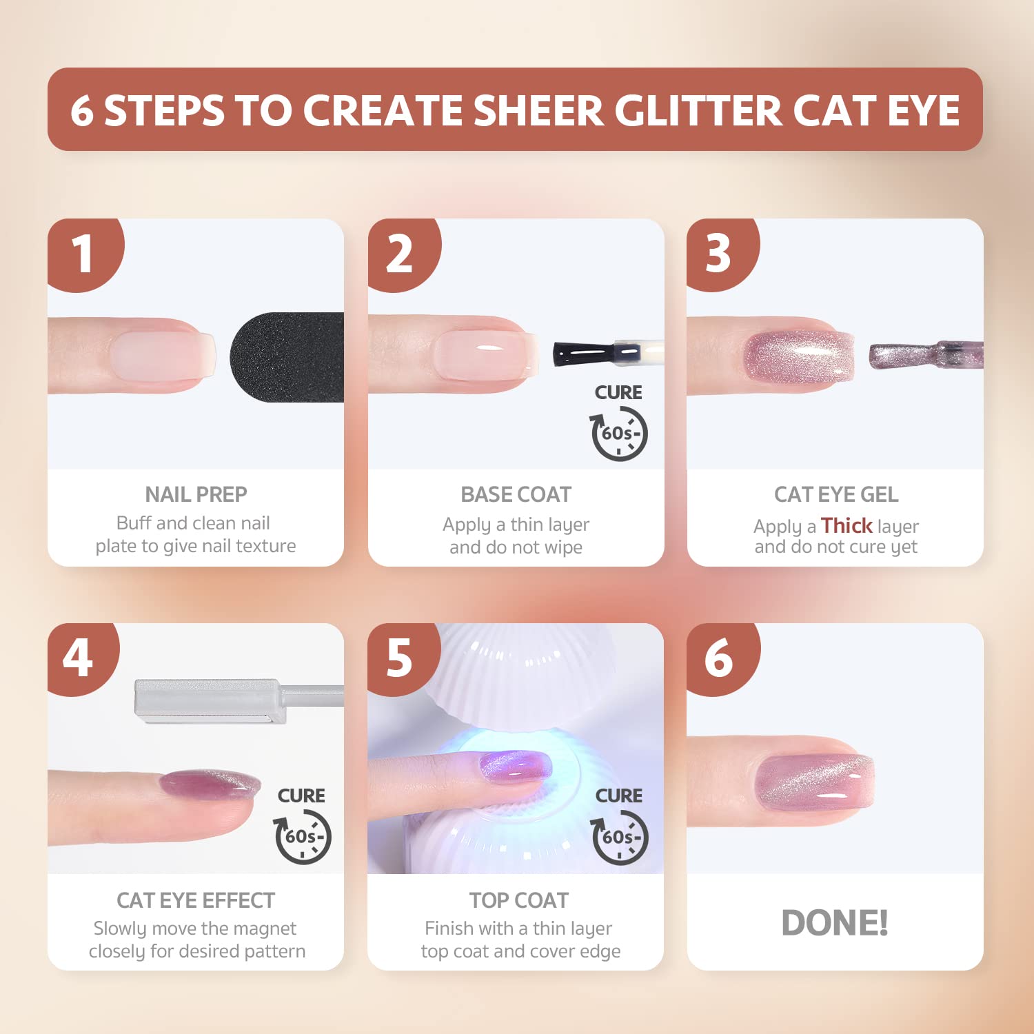Foto 6 pulgar | Set De Esmaltes De Uñas Gaoy Pink Ocean Cat Eye Gel Con Imán De 7,3 Ml X6 - Venta Internacional.