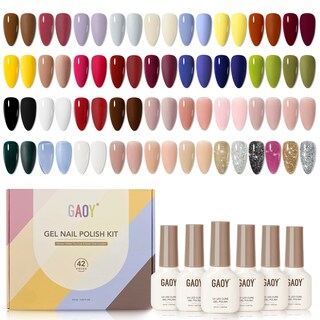 Foto 1 | Kit De Esmaltes De Uñas En Gel Gaoy, 42 Unidades, Purpurina Negra, Marrón Y Roja - Venta Internacional.