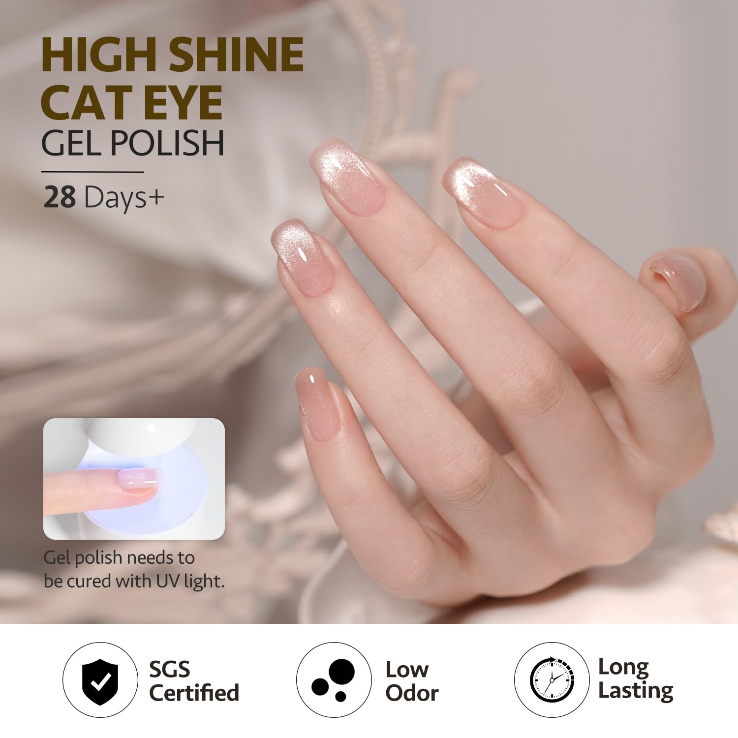 Foto 5 | Esmalte De Uñas Gaoy Cat Eye Gel, 16 Ml, Plateado Holográfico Con Imán - Venta Internacional.