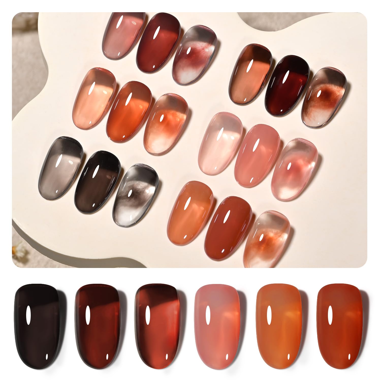 Set De Esmaltes De Uñas Gaoy Jelly Gel, 6 Colores, 6.5 Ml, Uv Led, Seco - Venta Internacional.