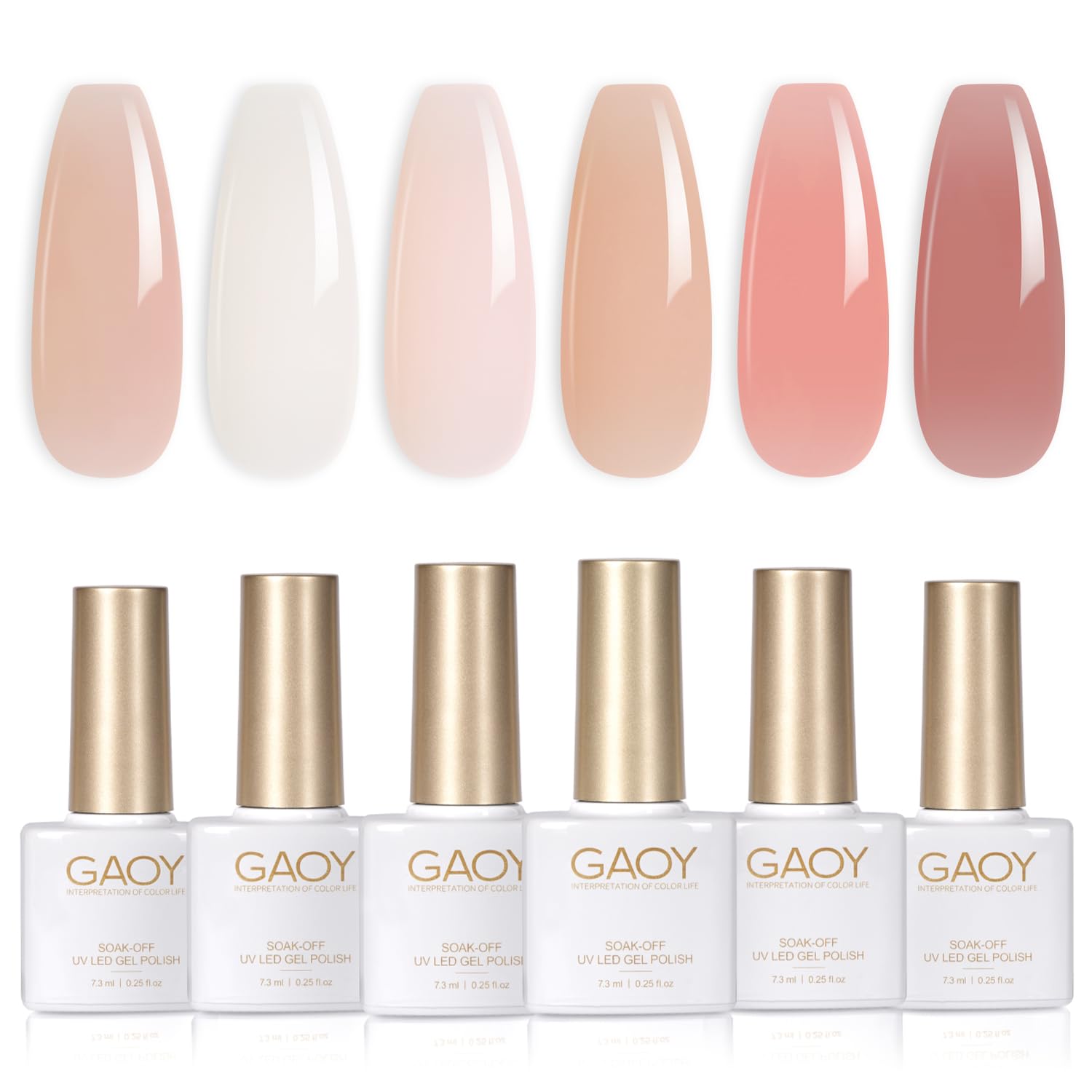 Set De Esmaltes De Uñas Gaoy Milky Jelly Nude Gel, 6 Colores, 7,3 Ml - Venta Internacional.