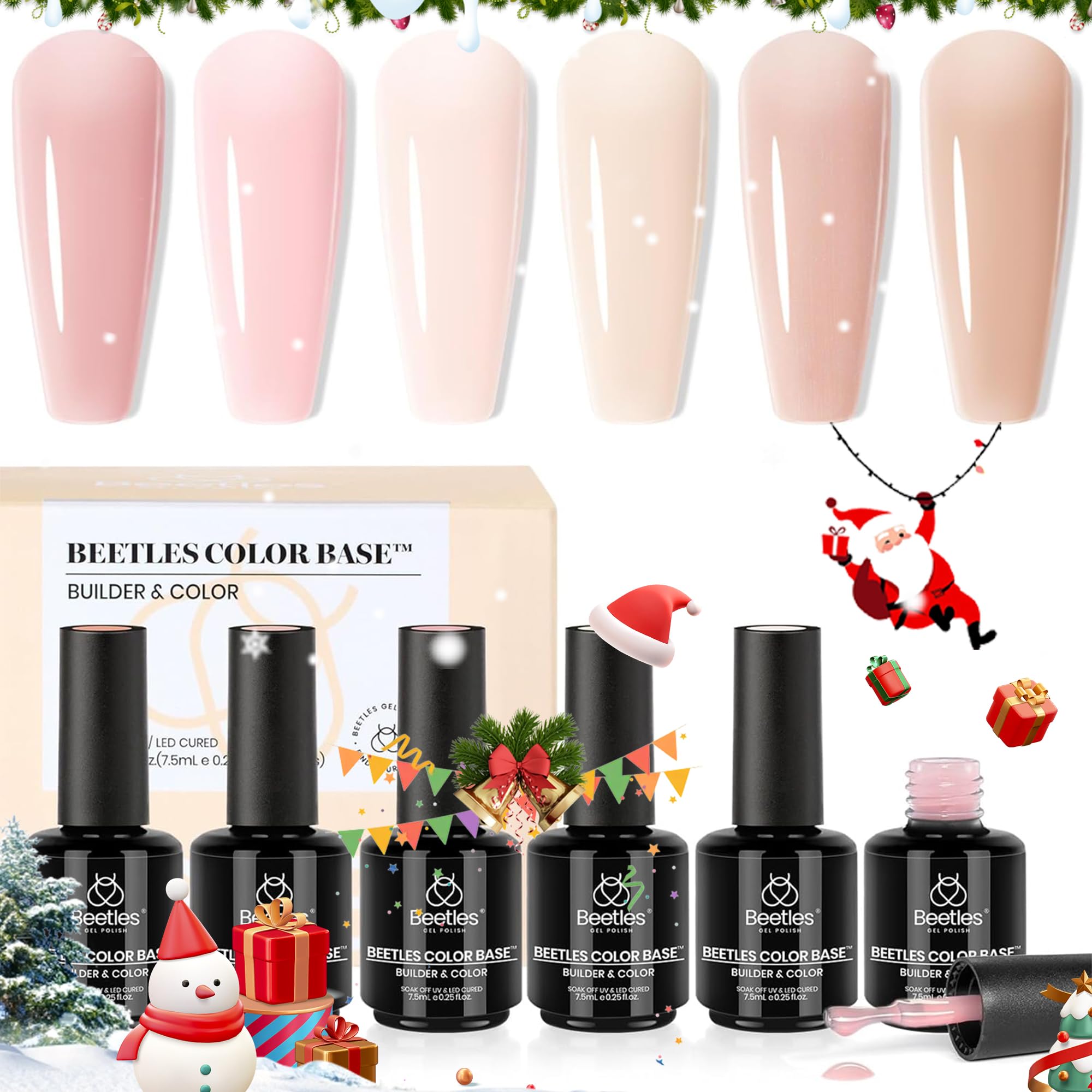 Esmalte De Uñas En Gel Beetles Base Color 6 Colores Nude, 7,5 Ml - Venta Internacional.