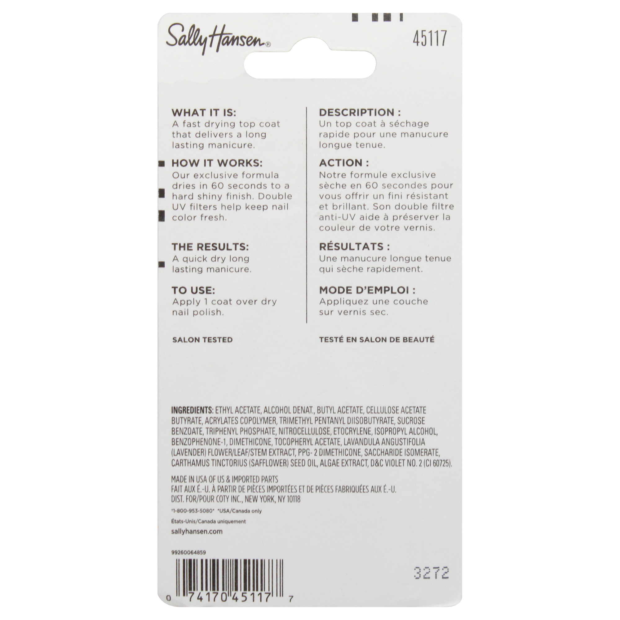 Foto 2 | Esmalte de Uñas Sally Hansen Insta-dri Top Coat 13ml 45117 - Venta Internacional