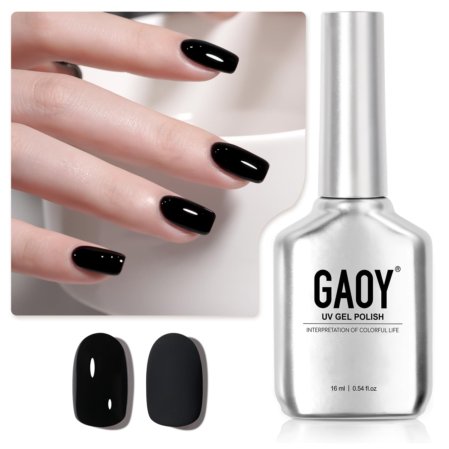 Foto 2 pulgar | Esmalte De Uñas En Gel Gaoy, Negro, 16 Ml, Remoja Y Cura Con Luz Uv - Venta Internacional.