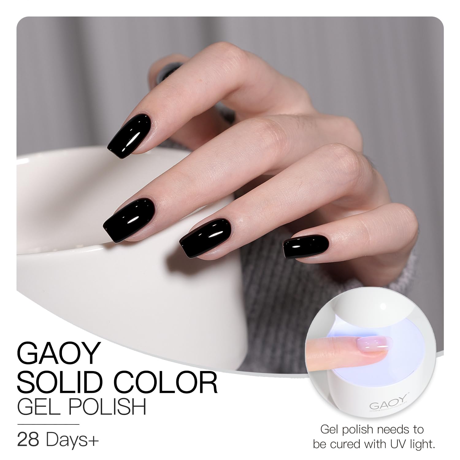 Foto 6 pulgar | Esmalte De Uñas En Gel Gaoy, Negro, 16 Ml, Remoja Y Cura Con Luz Uv - Venta Internacional.