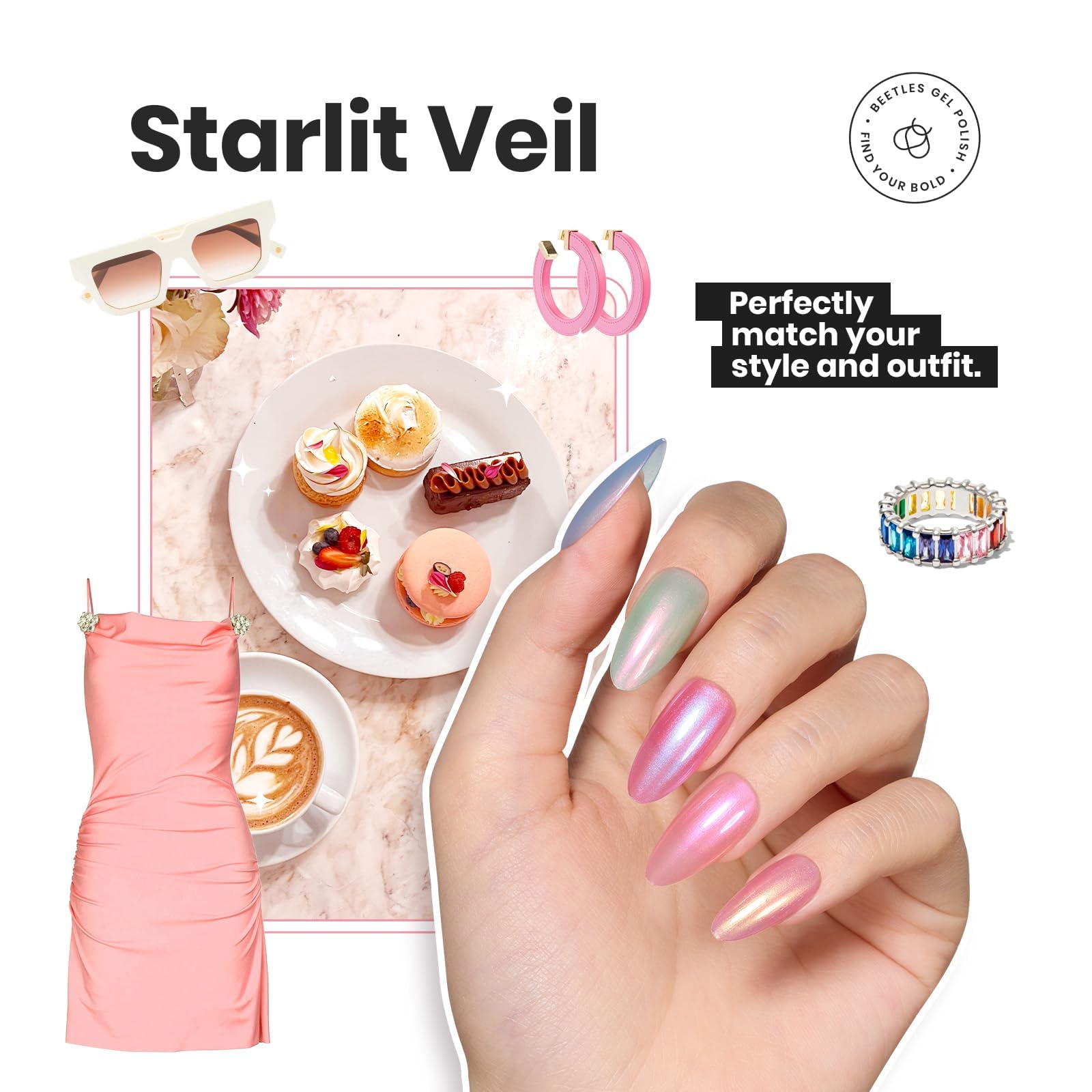 Foto 5 pulgar | Set De Esmaltes De Uñas Beetles Pearl Mermaid Glow, 6 Colores, 15 Ml - Venta Internacional.